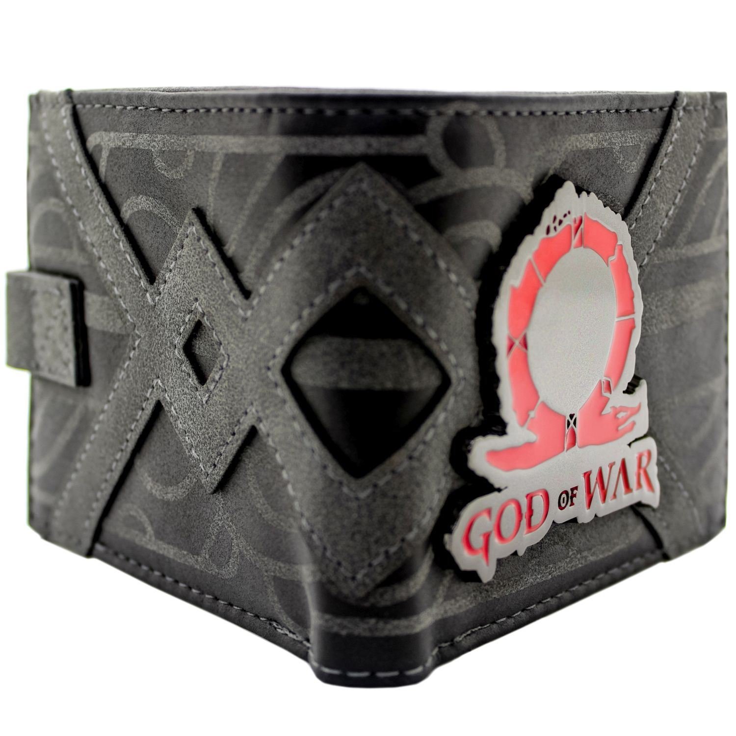 God of War Omega Rune Emblema Metallico Portafoglio/Portamonete Bi-Fold ID & Porta Carte, Nero