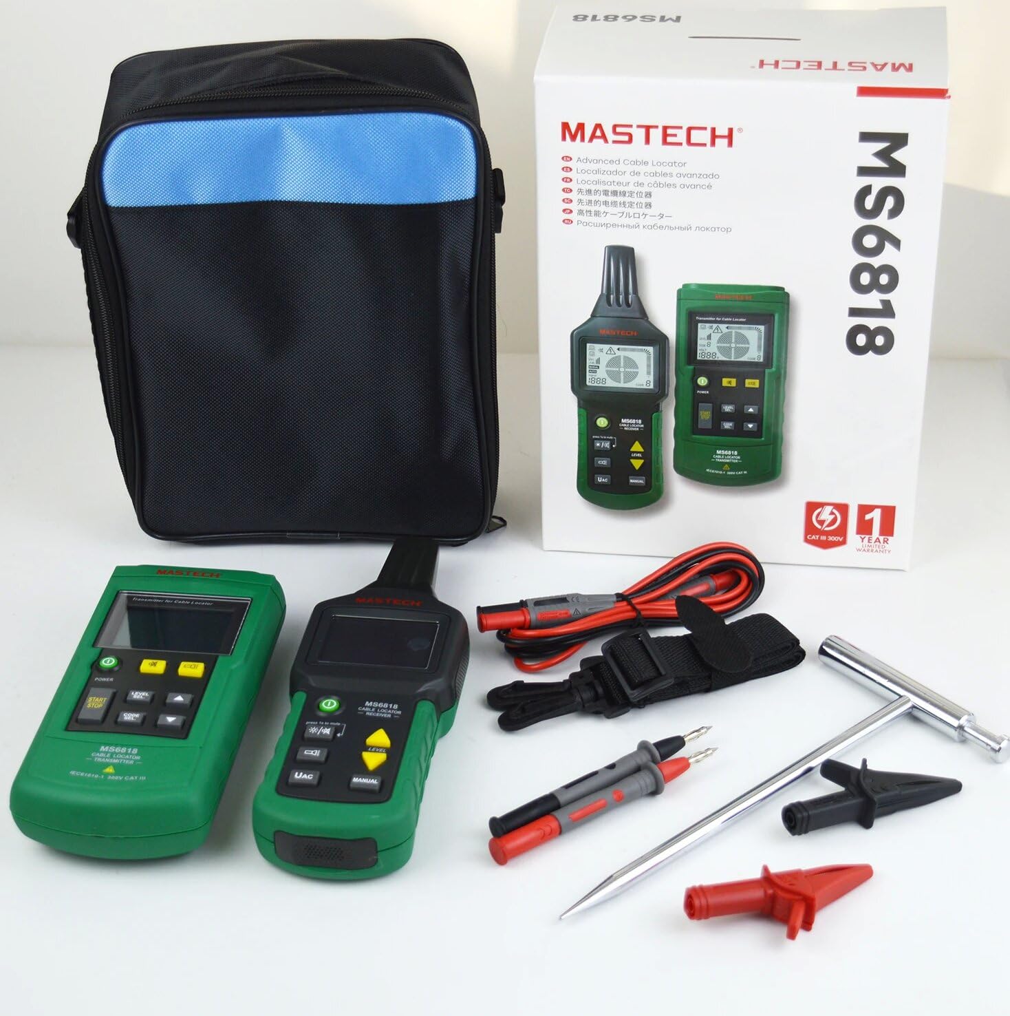 MASTECH MS6818 Netzwerk-Kabeltester Tragbarer professioneller Draht- & Kabeltester Drahtkabel-Verfolger Metallrohr-Lokalisator Detektor Tester Leitungssucher (MS6818)