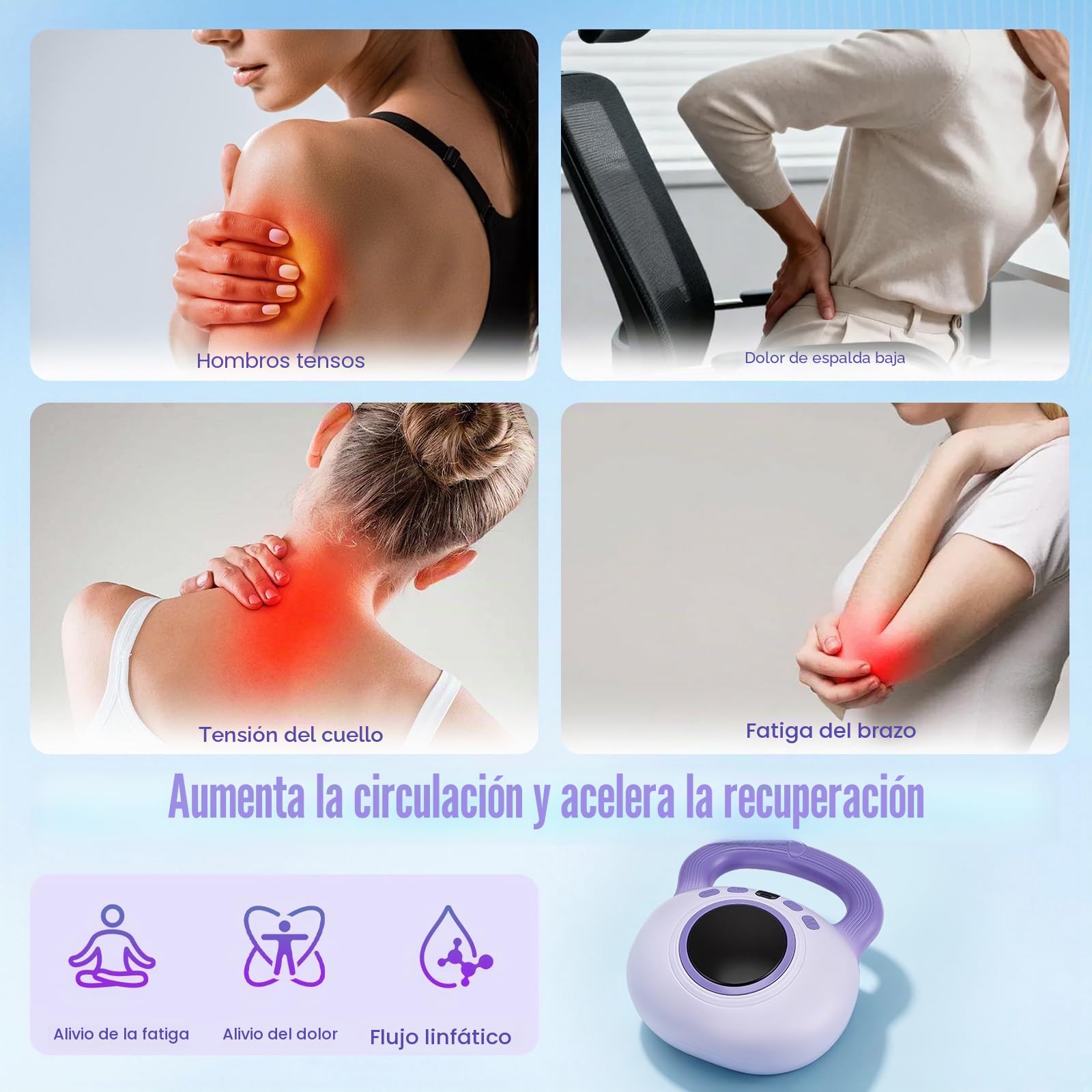 Pesa Vibratoria Eléctrica 9 en 1 de 1,4kg para Mujer, 35 Niveles Ajustables con Pantalla LCD, Quema Grasa, Moldeado Corporal, Drenaje Linfático y Mejora Circulación, Entrenamiento en Casa