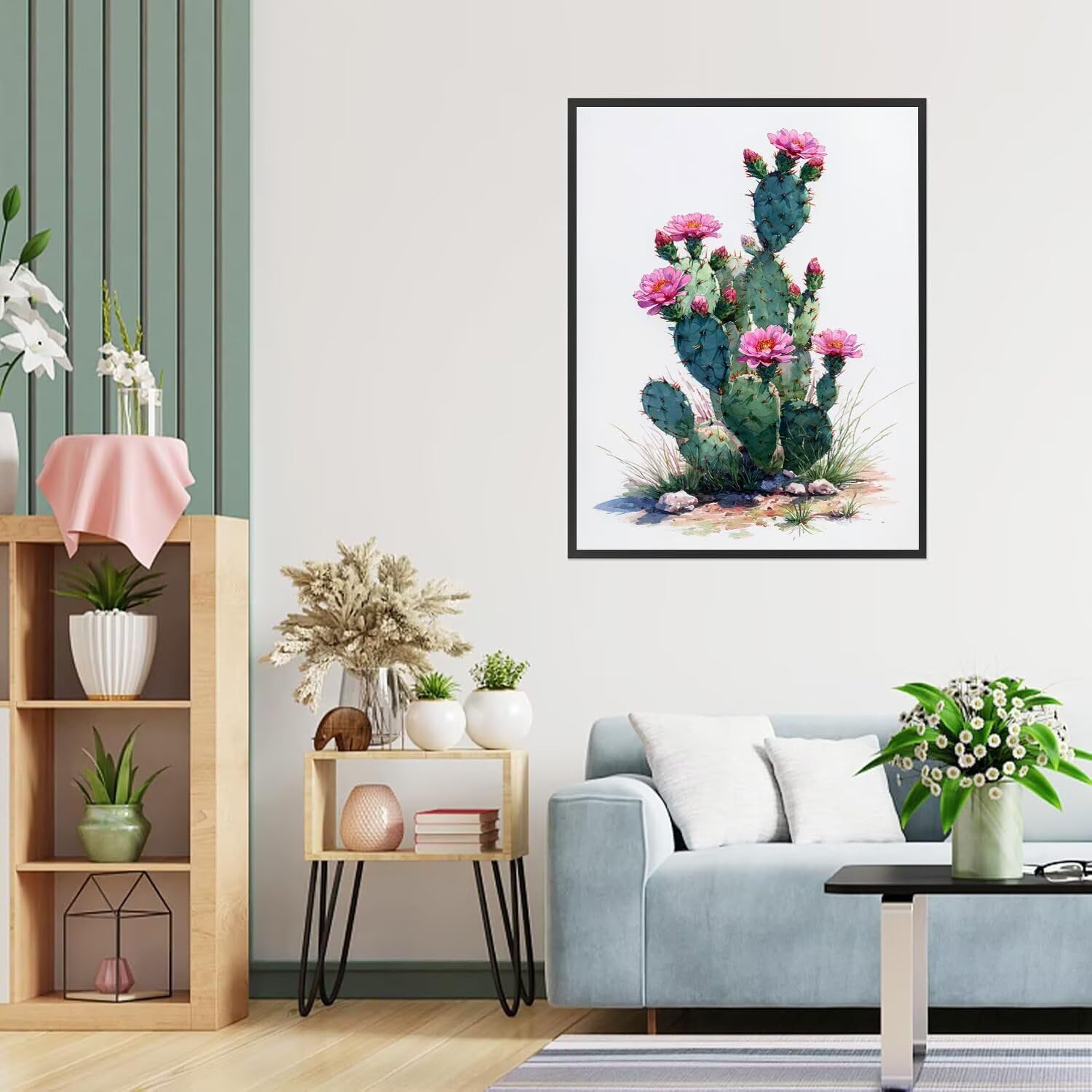 Dipingere con i Numeri Adulti Cactus, Fiori Dipingere con i Numeri Bambini DIY Kit, Set Premium con Pennelli, Decorazione Casa & Creativo Regalo di Compleanno, Attività di Tempo libero 90x120cm z-422