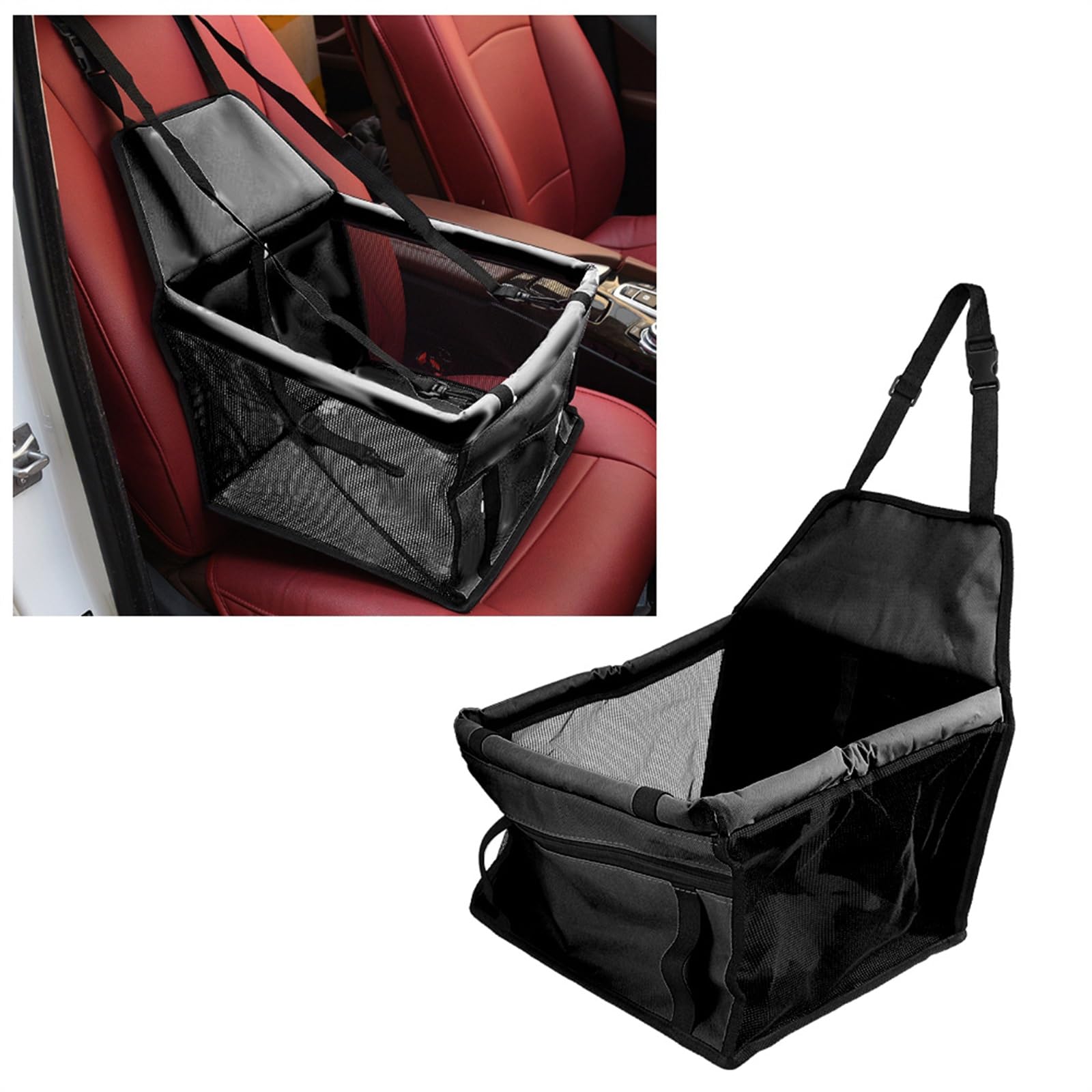 Funda Asiento Coche Perro Transpirable Coche Mascota Perro Asiento Cubierta Oxford Tela Mascota Cesta Malla Cesta Negro Funda Coche Perro