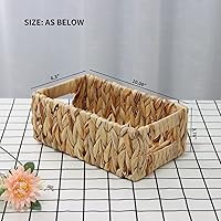 Vista 2 de YAHUAN Cestas tejidas de jacinto de agua para organizar, cestas rectangulares de mimbre con asas integradas, pequeñas cestas de almacenamiento