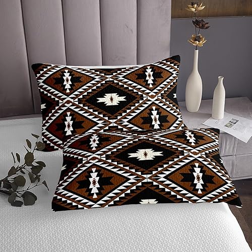 Miniatura 3 de Juego de edredón rústico occidental tamaño Queen para hombres, juego de colcha azteca del suroeste, juego de colcha bohemio, estilo étnico mexicano,