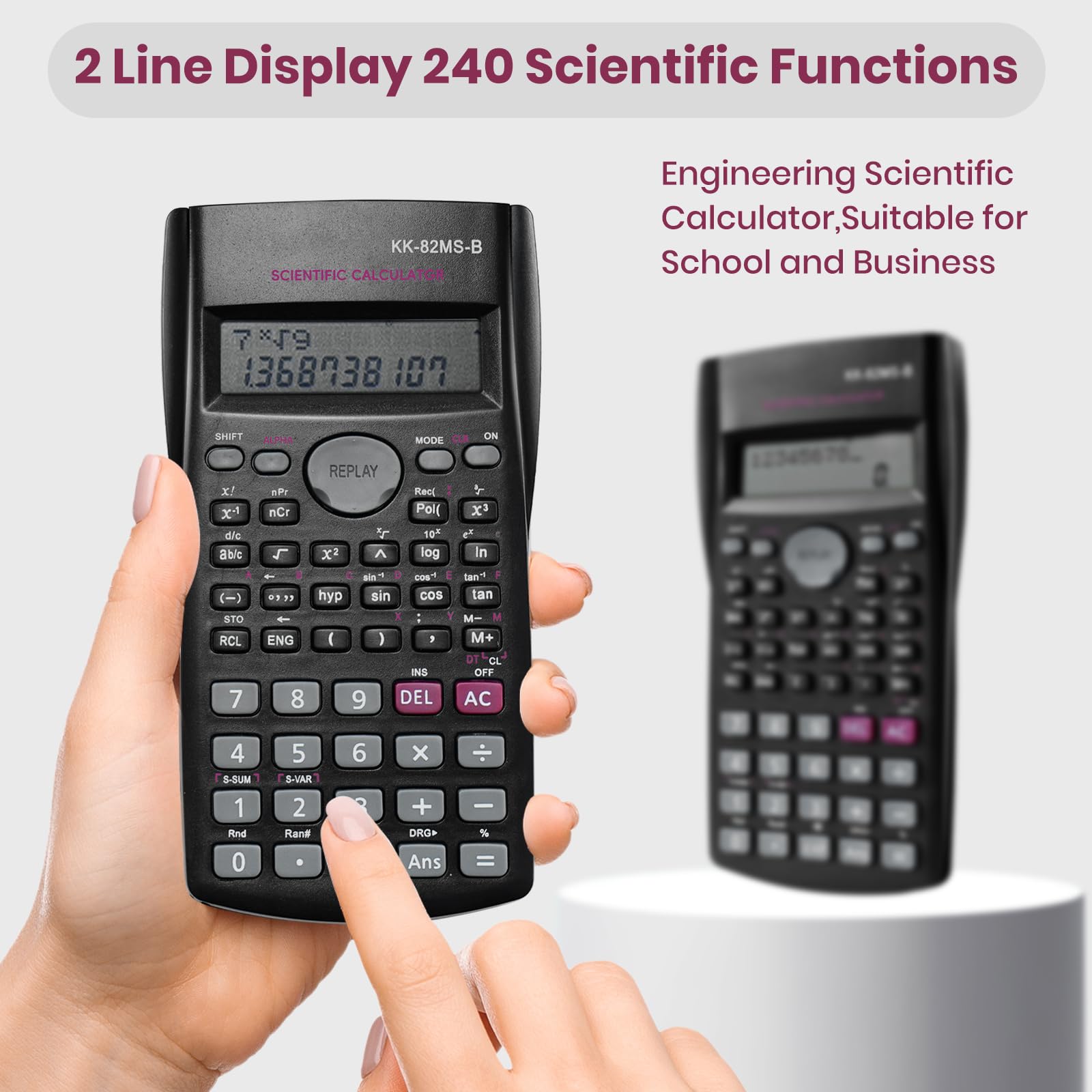 Confezione da 10 calcolatrici scientifiche/ingegneristiche, display a 2 linee, nero, calcoli di frazioni e numeri complessi, ideale per studenti e professionisti