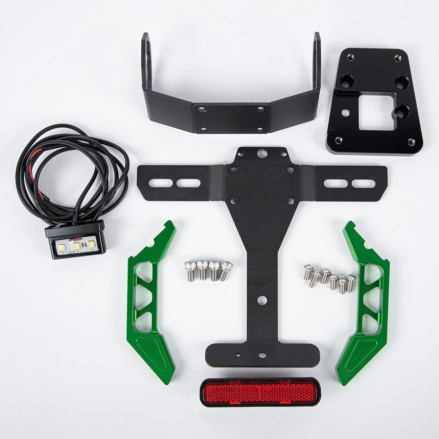 Motorcycle Parts Frame Rear Adjustable License Plate Mount Holder Bracket With Lamp For K&awasaki Z 900 Z H2 2020-2023 Z900 ZH2 2021 2022 Motorcycle(Green)