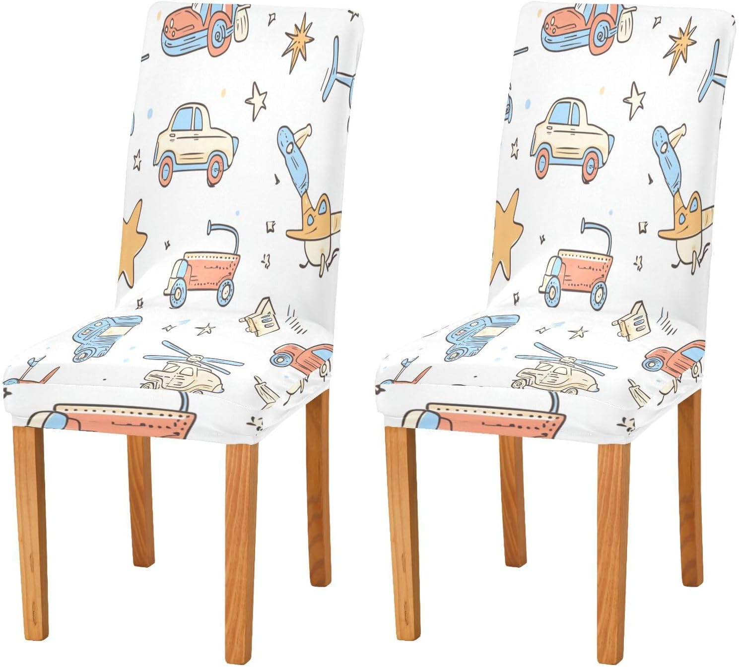 ALAZA Chair Covers for Dining Room, Ca Truck Helicopter Star Stretch Chair Cover Sets Chair Protector Removable Washable for Ktichen Restaurant Hotel