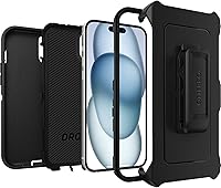 Vista 4 de OtterBox iPhone 15 Plus and iPhone 14 Plus Defender Series Case - Black, screenless, Rugged & Durable, with Port Protection, Includes Holster Clip