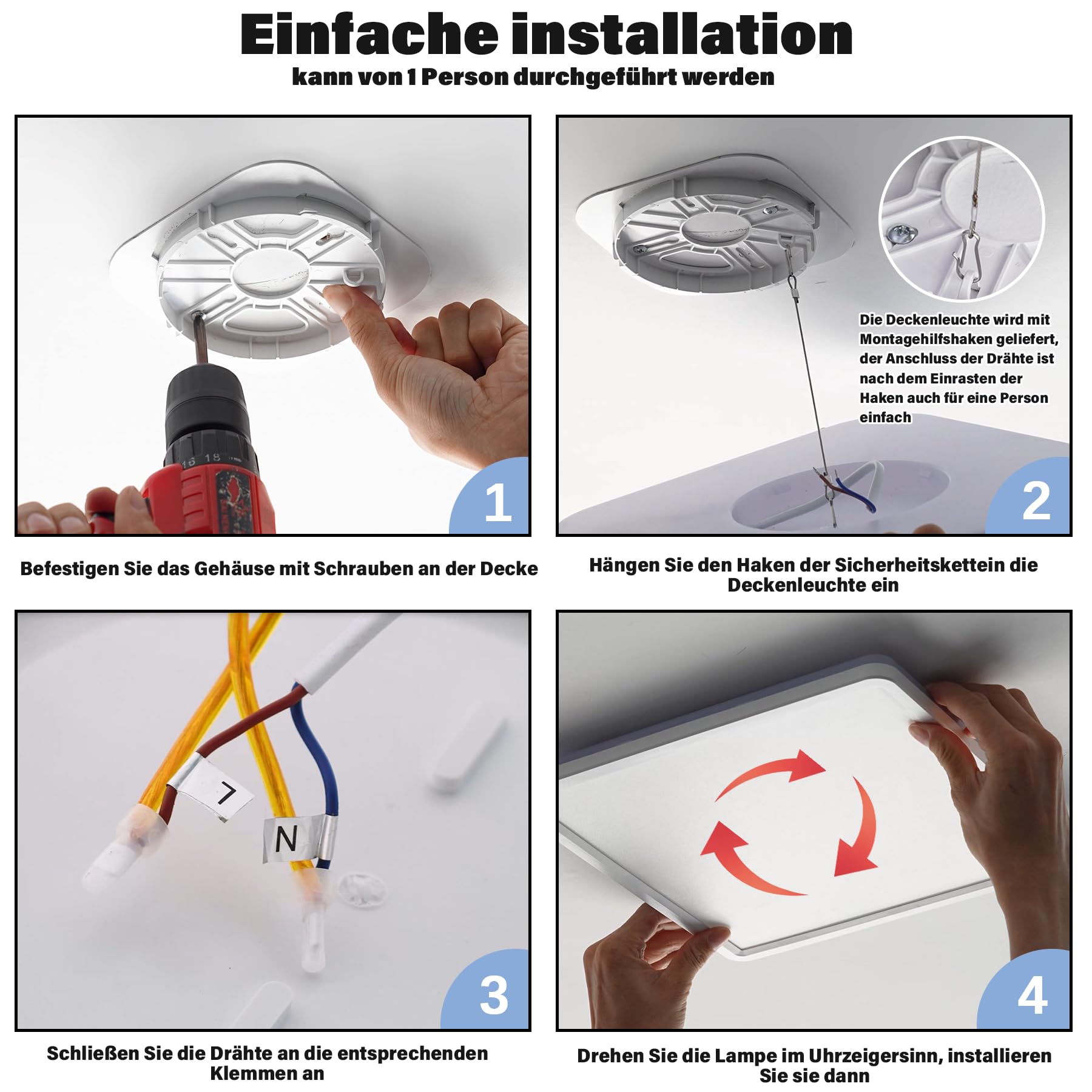 Plafon LED Techo Regulable con Mando a Distancia, 24W 3200LM 3000K-6500K Lámpara Luz Techo Moderna Ultrafino Lampara de Techo para Dormitorio Salon Cocina Balcón Baño Cuadrado Ø29cm,Blanco