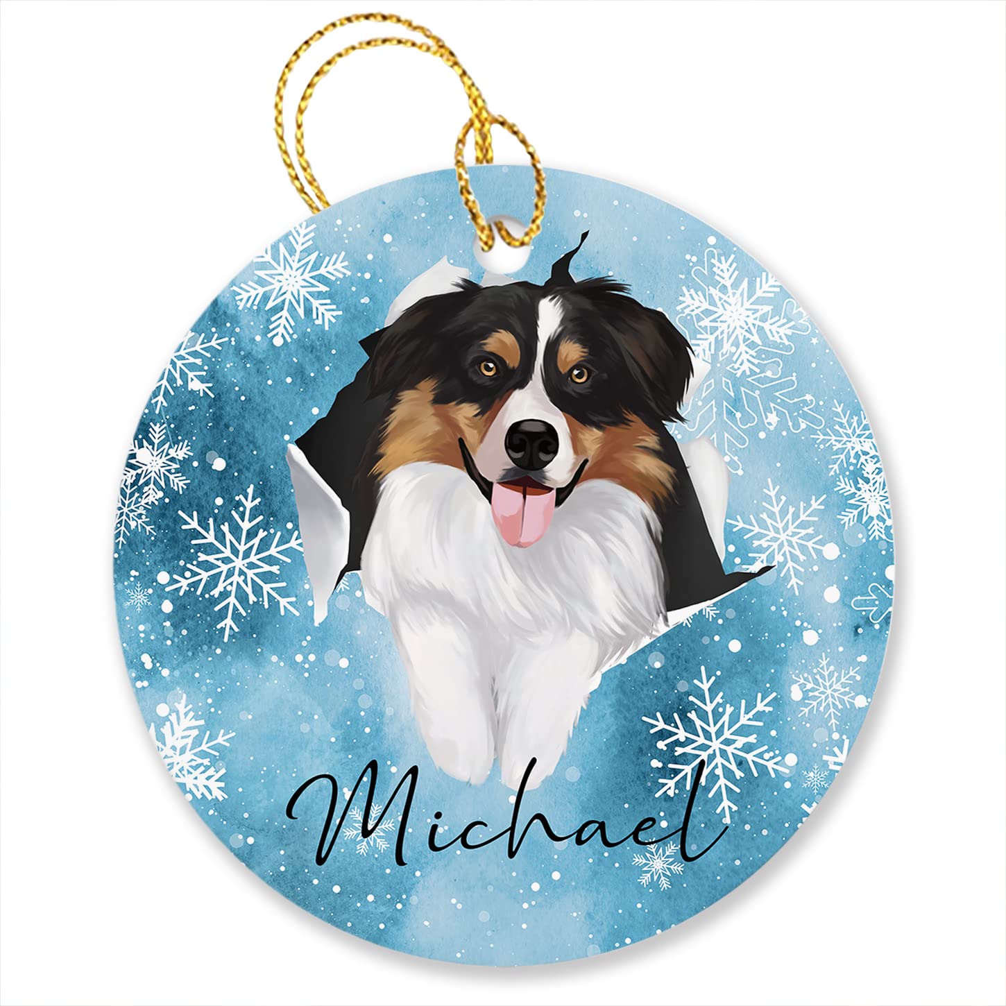 Australian Shepherd Ornaments Gifts For Xmas, Personalized Australian Shepherd Ornament Christmas, Unique Australian Shepherd Ornaments Holiday, Custom Name Australian Shepherd Dog Lover Xmas Ornament
