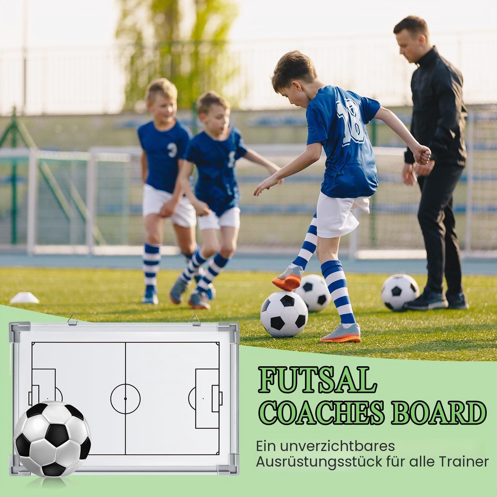 Taktiktafel Fußball, Professional Trainermappe Fußball, Fussball Taktiktafel mit Magnete, Stiften, Radiergummi für Fußballtraining und Wettkämpfe