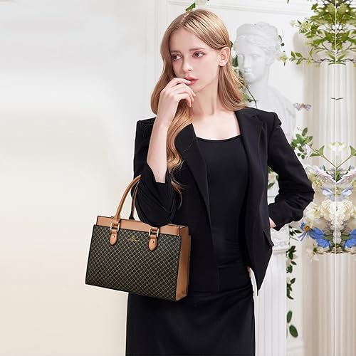 Miniatura 2 de KURGOOL Bolsos de mano para mujer, bolso de mano de cuero de moda de doble tono, bolso de mano de diseñador bolso de hombro bolso de mano con asa