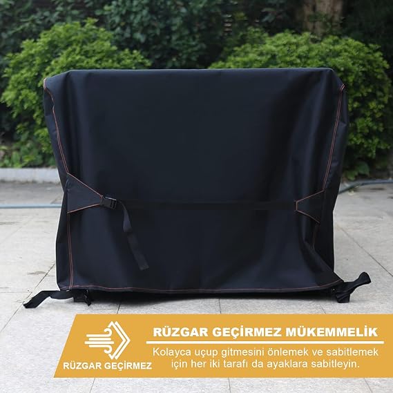 Haegs Bahçe Mobilyası Örtüsü, 230-150-90cm, Ağır Hizmet Oxford Kumaş, Su Geçirmez, Dış Mekan Veranda Masa Örtüsü, Havalandırmalı Masa ve Sandalye Koruma Kılıfı Siyah