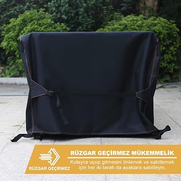Haegs Bahçe Mobilyası Örtüsü, 230-150-90cm, Ağır Hizmet Oxford Kumaş, Su Geçirmez, Dış Mekan Veranda Masa Örtüsü, Havalandırmalı Masa ve Sandalye Koruma Kılıfı Siyah