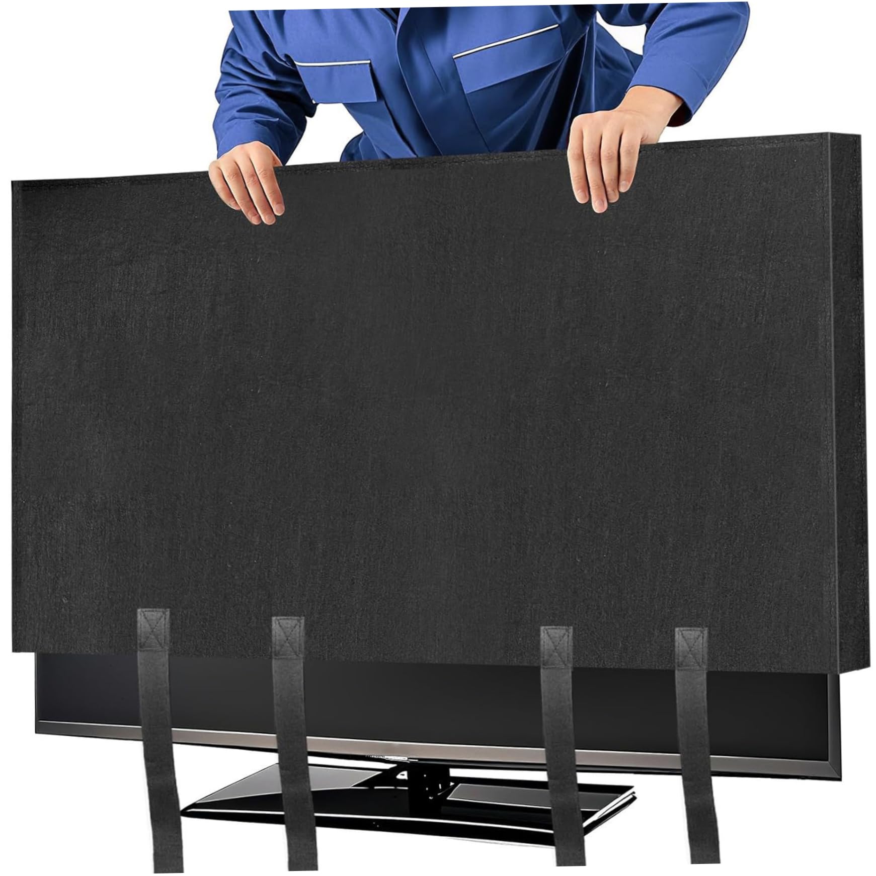Caja para mudanza de TV - Protector de fieltro de 65 pulgadas con correas