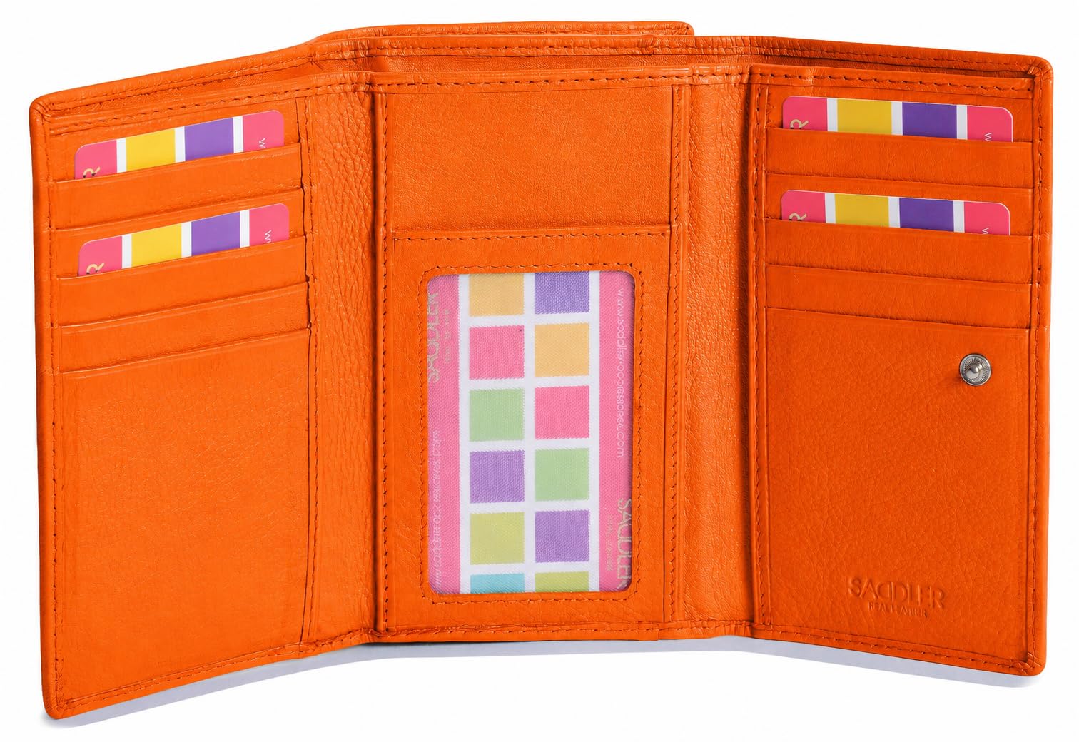 SADDLER Portafoglio trifold in pelle nappa con portamonete e chiusura zip