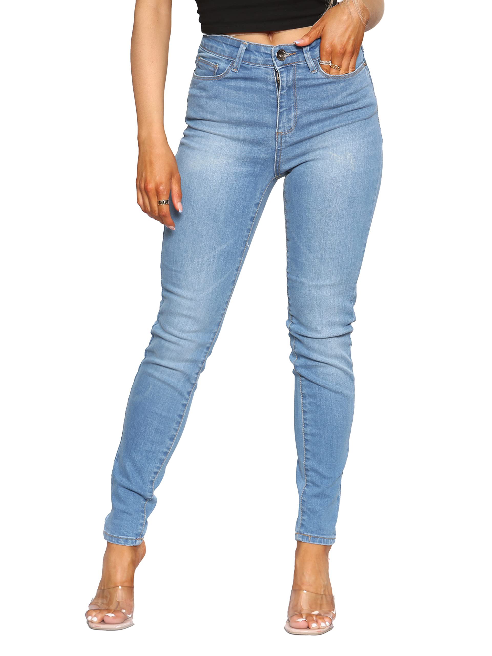 Enzo - Women's Skinny Jeans - Light Blue - 26R - Stretch Denim