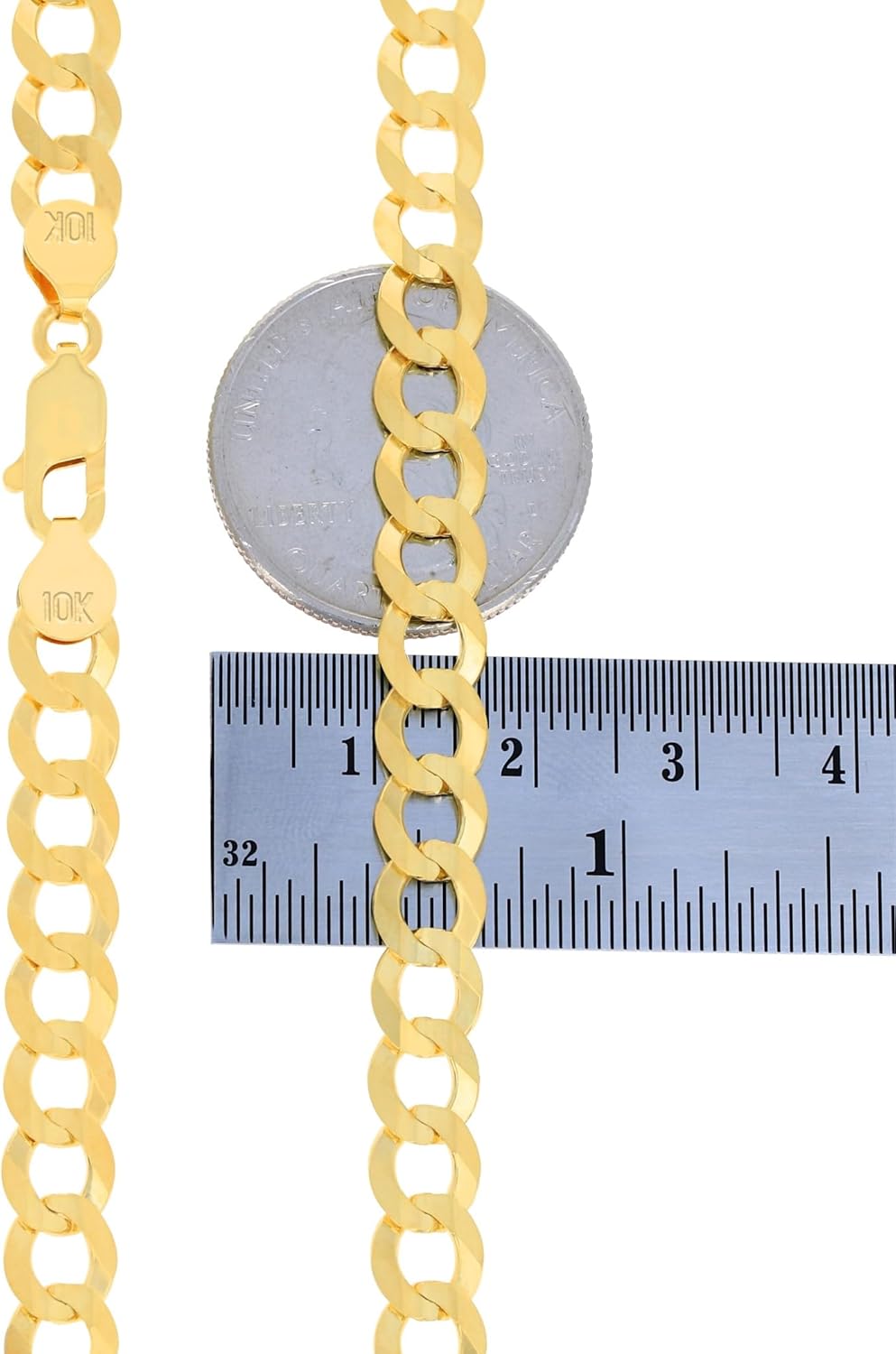 Nuragold 10k Real Yellow Gold Solid Cuban Curb Link 7mm Chain Necklace (16"-30") Italian Jewelry for Men - Image 6