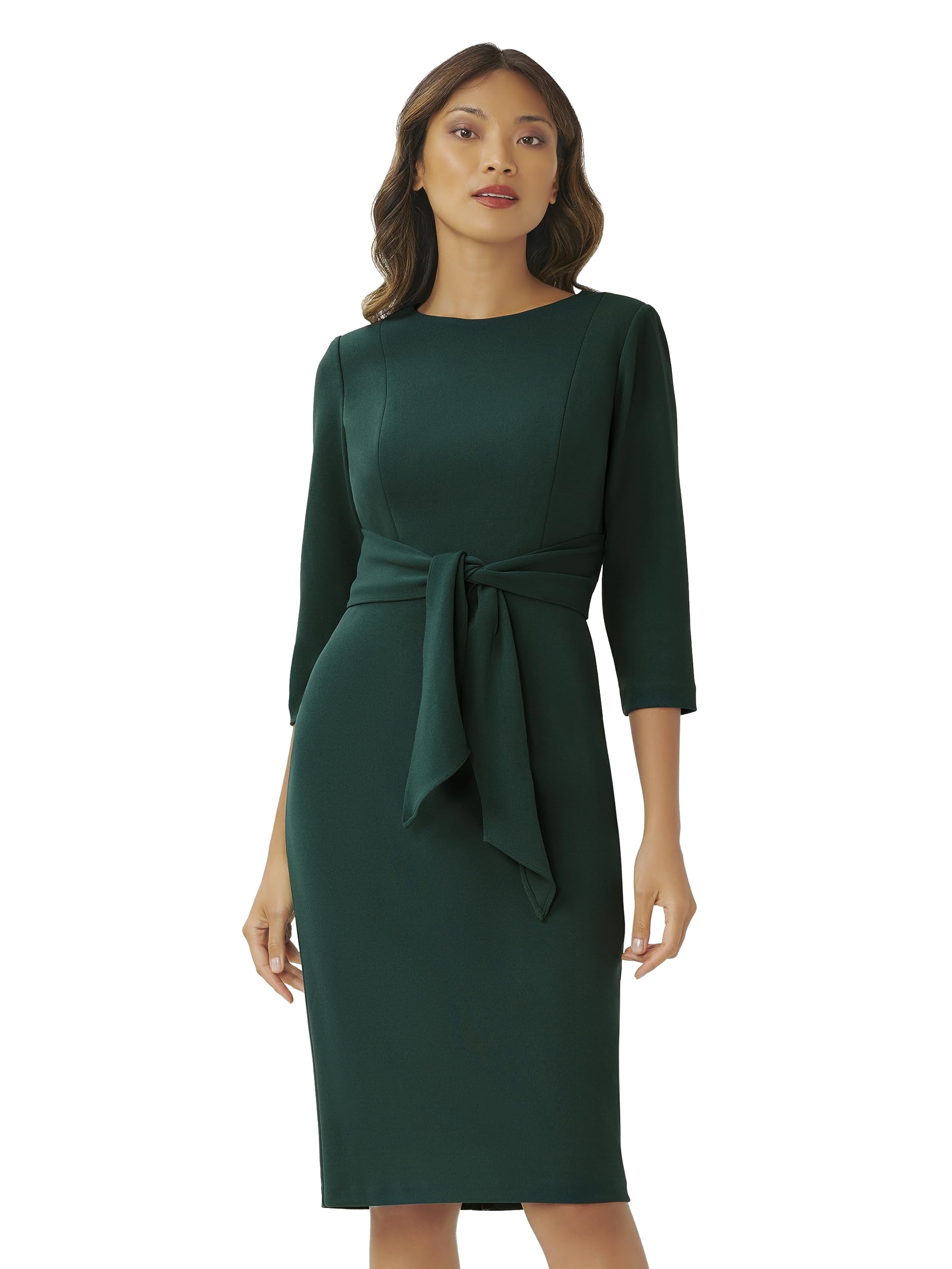 Adrianna PapellWomen's Bow Sheath Dress with Three Quarter Sleeves