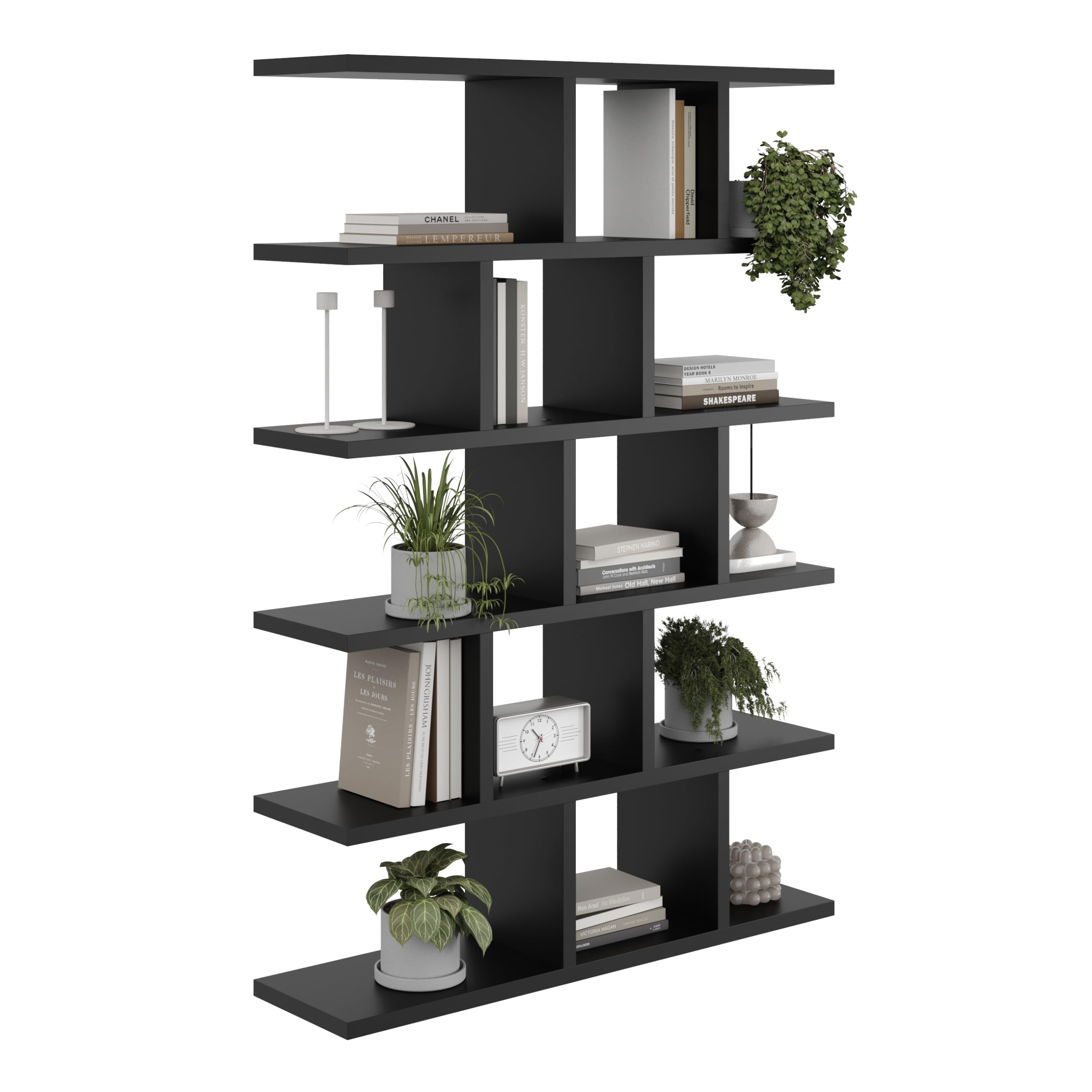 Mordern - Estantería de pared (100 x 70 x 18 cm), diseño para salón, dormitorio, oficina y cocina (negro)