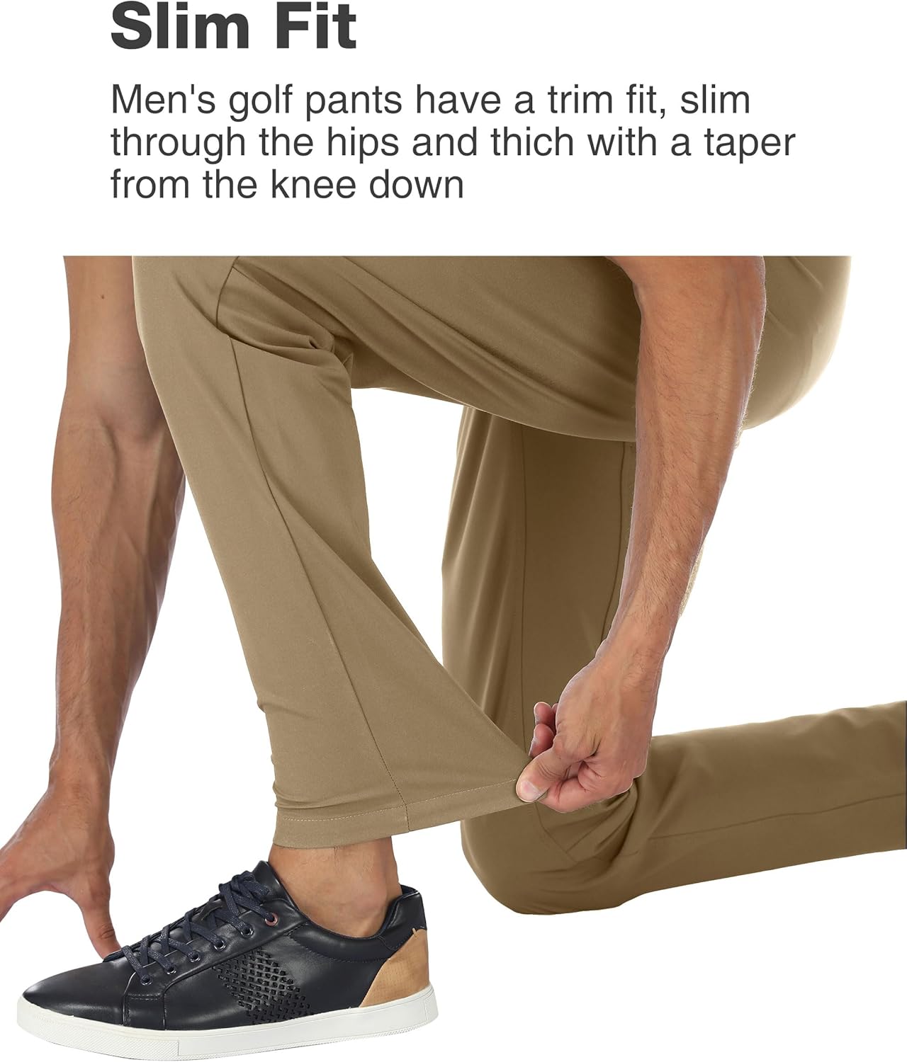 PULI Golf Pants Men Stretch Classic Fit Dress Casual Work Hiking Tapered Waterproof Pants with Pockets - Image 6