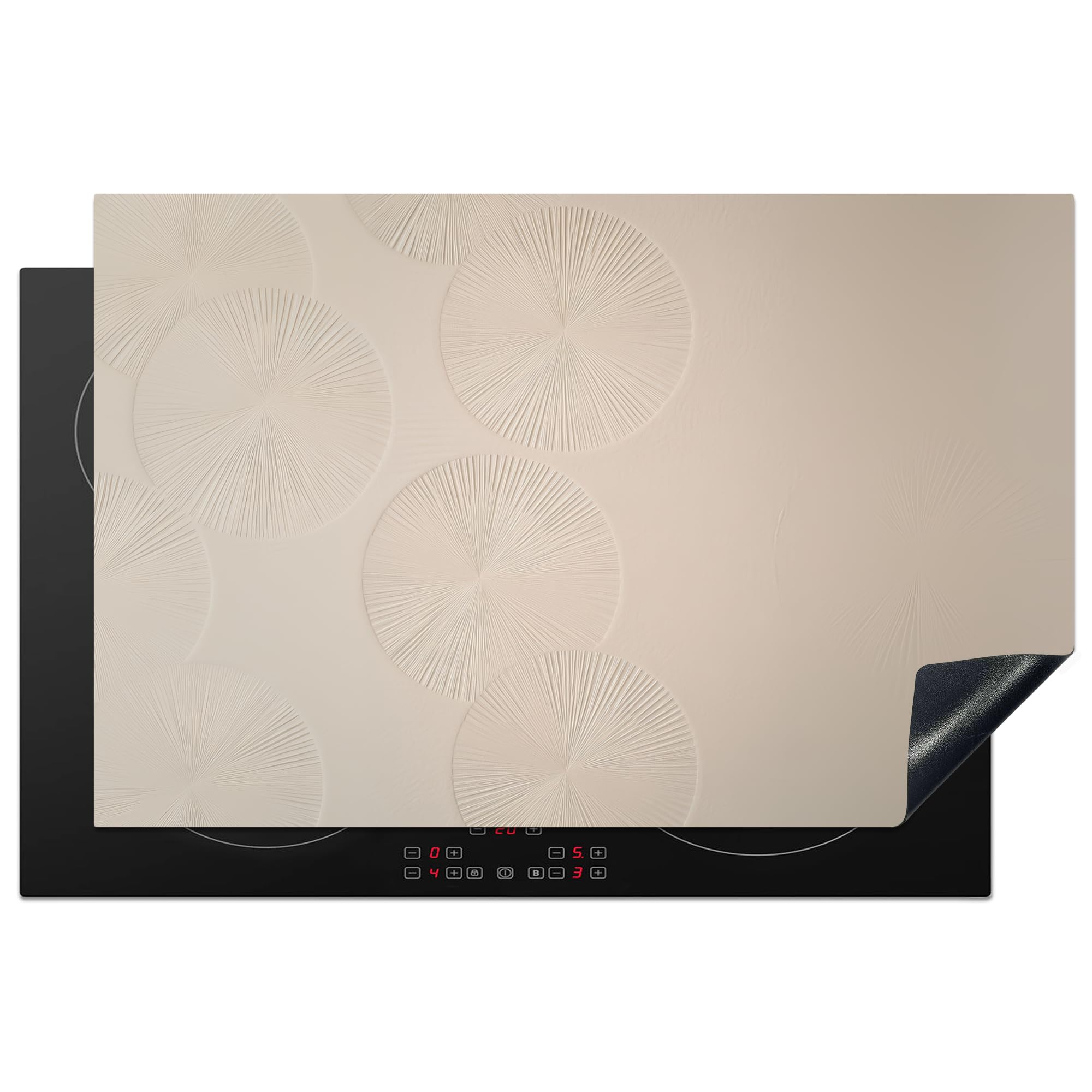 KitchenYeah© Induction Hob Protector Mat 20.5"x31.9" / 81x52 cm Cooker Top Protectors Cover Ceramic Covers Electric Hobs Vinyl Japandi - Beige - Modern