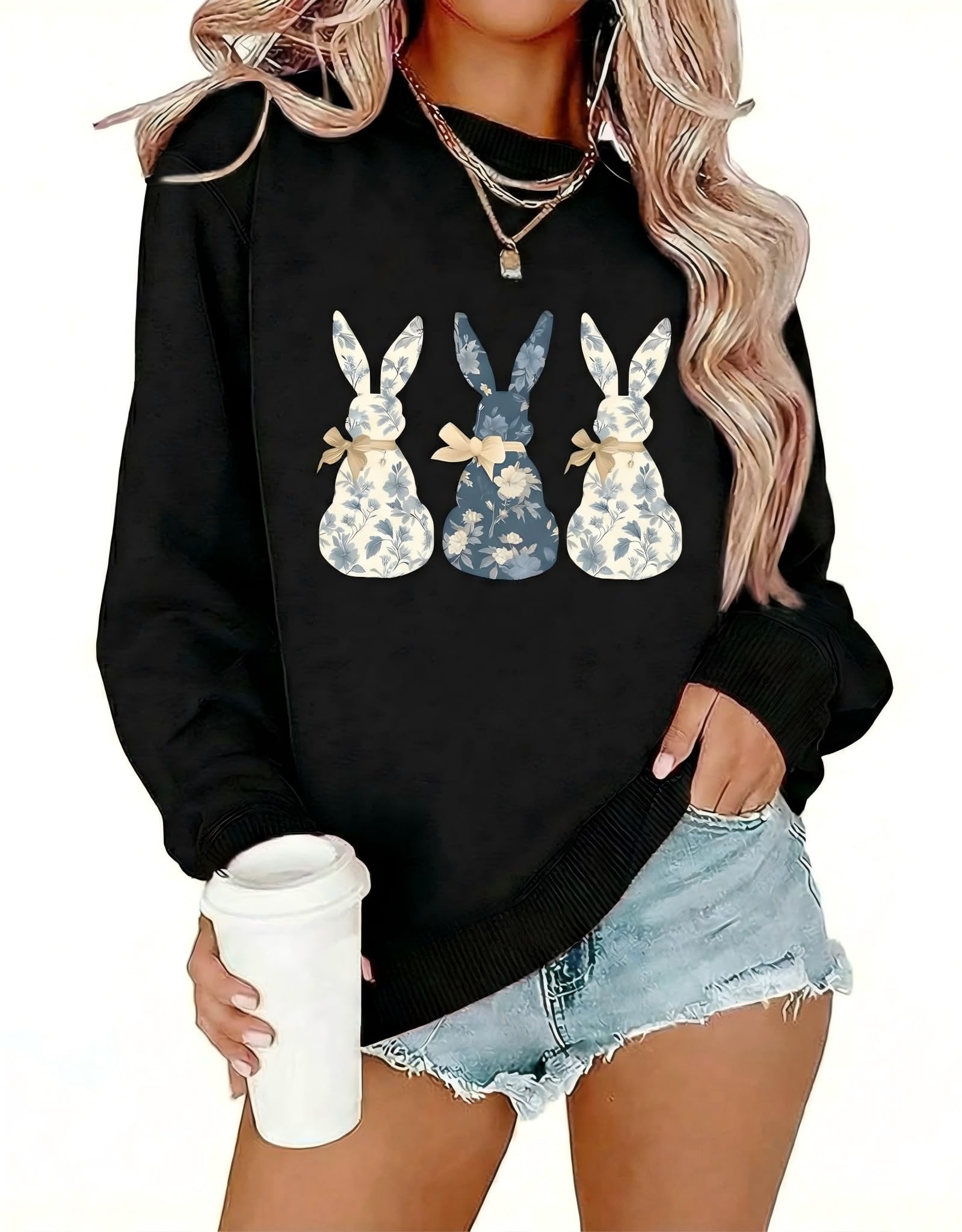Women's Long Sleeve Crewneck Sweatshirt Holiday Graphic Pullover Tops-image-6