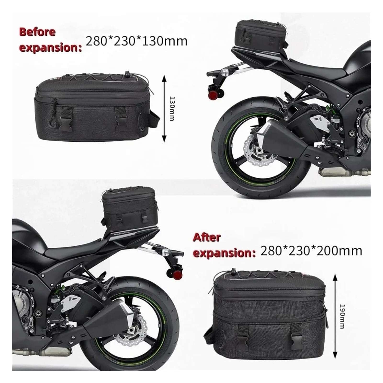 Top Case Motos Bolsa Trasero Motocicleta Extensible 7-12L Almacenamiento Equipaje Asiento Universal Correa Hombro Cubierta Lluvia Bolsa De Moto(22L-30L)