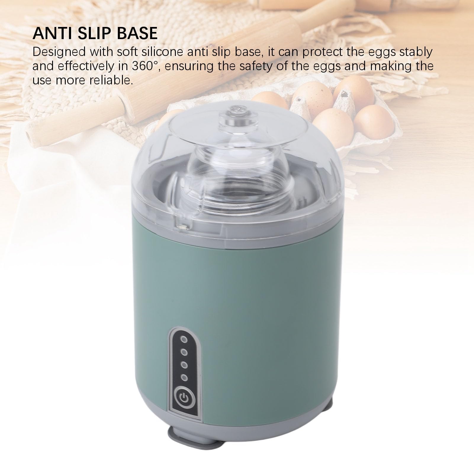 Batidora Eléctrica de Huevos Dorada, Batidora Automática de Huevos con Tapa de PC Transparente y Base Antideslizante para el Desayuno (GREEN)
