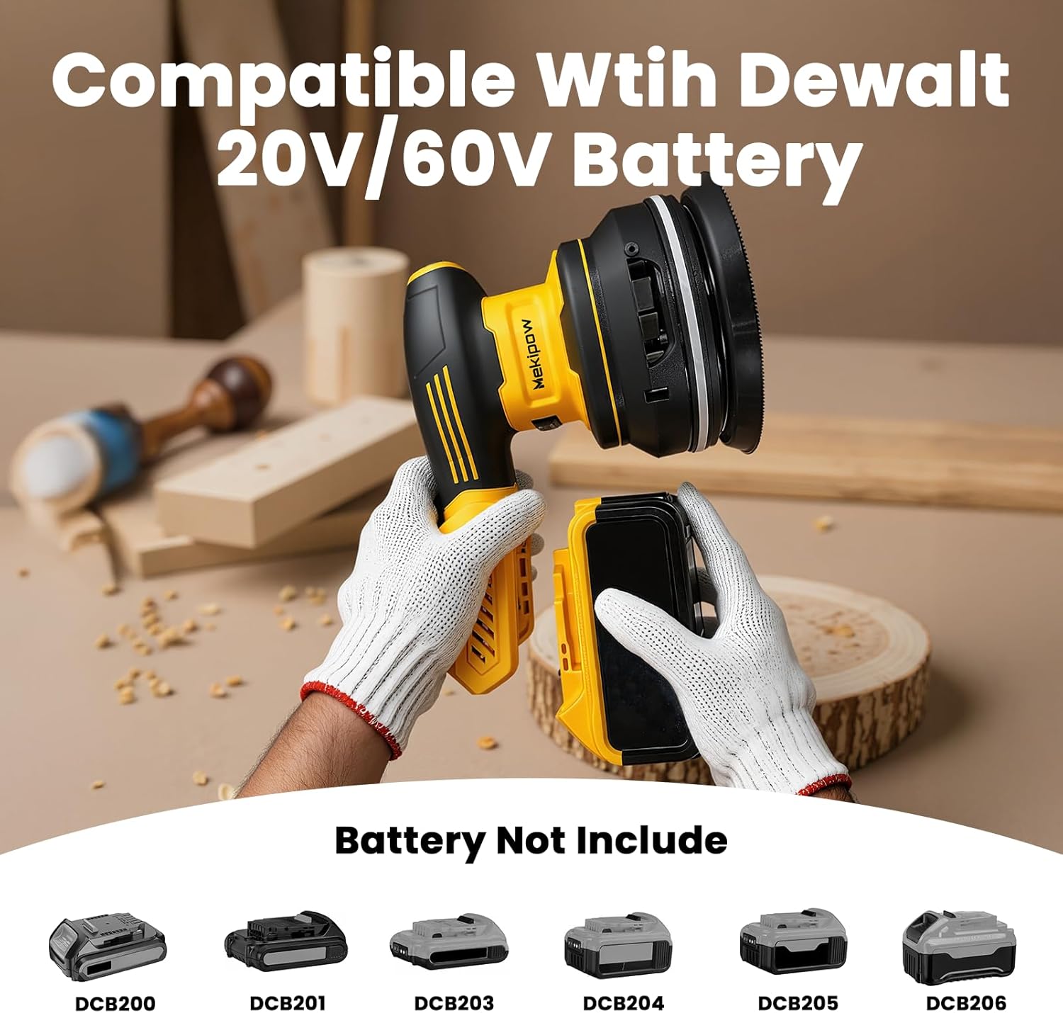 Cordless Brushless Random Orbital Sander Compatible for Dewalt 20V Battery, Electric Palm Orbital Sander with Dust Collector, 5 Variable Speed, For Sanding Polishing Woodworking(TOOL ONLY) - Image 8