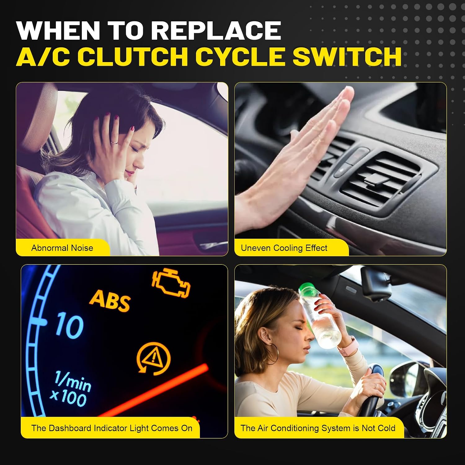 15035084 A/C Clutch Cycle Switch Compatible with Chevy Silverado Tahoe Suburban Express, GMC Safari Savana Yukon, Air Conditioner Pressure Sensor Switch Replace 1132749, 15144494