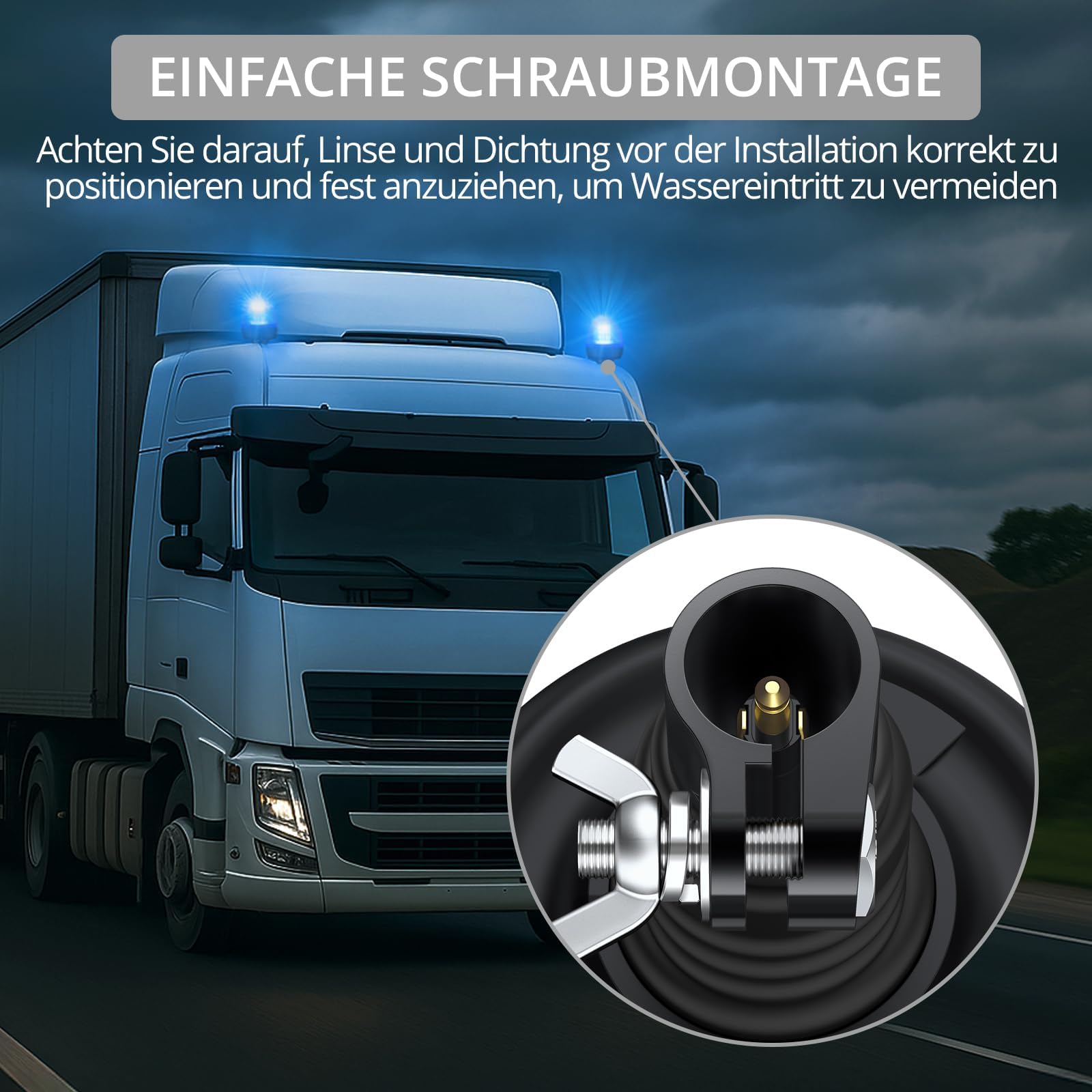 Justech 2 X Luce Lampeggiante Stroboscopica 40LED 12V/24V Impermeabile con 3 Modalit¨¤ Illuminazione Avviso di Lampeggiamento Palo DIN Arancione per Rimorchio Trattore Camion-Blu