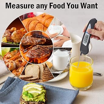 Digital kitchen Thermometer Cooking food, Accurate Thermometer with Foldable Probe, instant read Meat Thermometer with LCD screen, ℉/℃ Button for Hot Beverage, Meat, Grill, BBQ, Jam, water