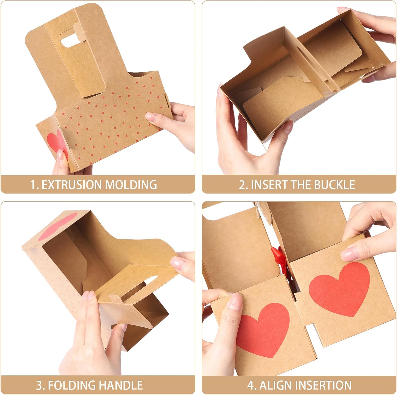 Tinlade 2 Cup Heart Disposable Drink Carrier with Handle Mother's Day Cup Holders Carrier Heart Wrap for Mother Day's Wedding Gift Drinks Coffee Food Delivery(24 Pack,Natural) - Image 5