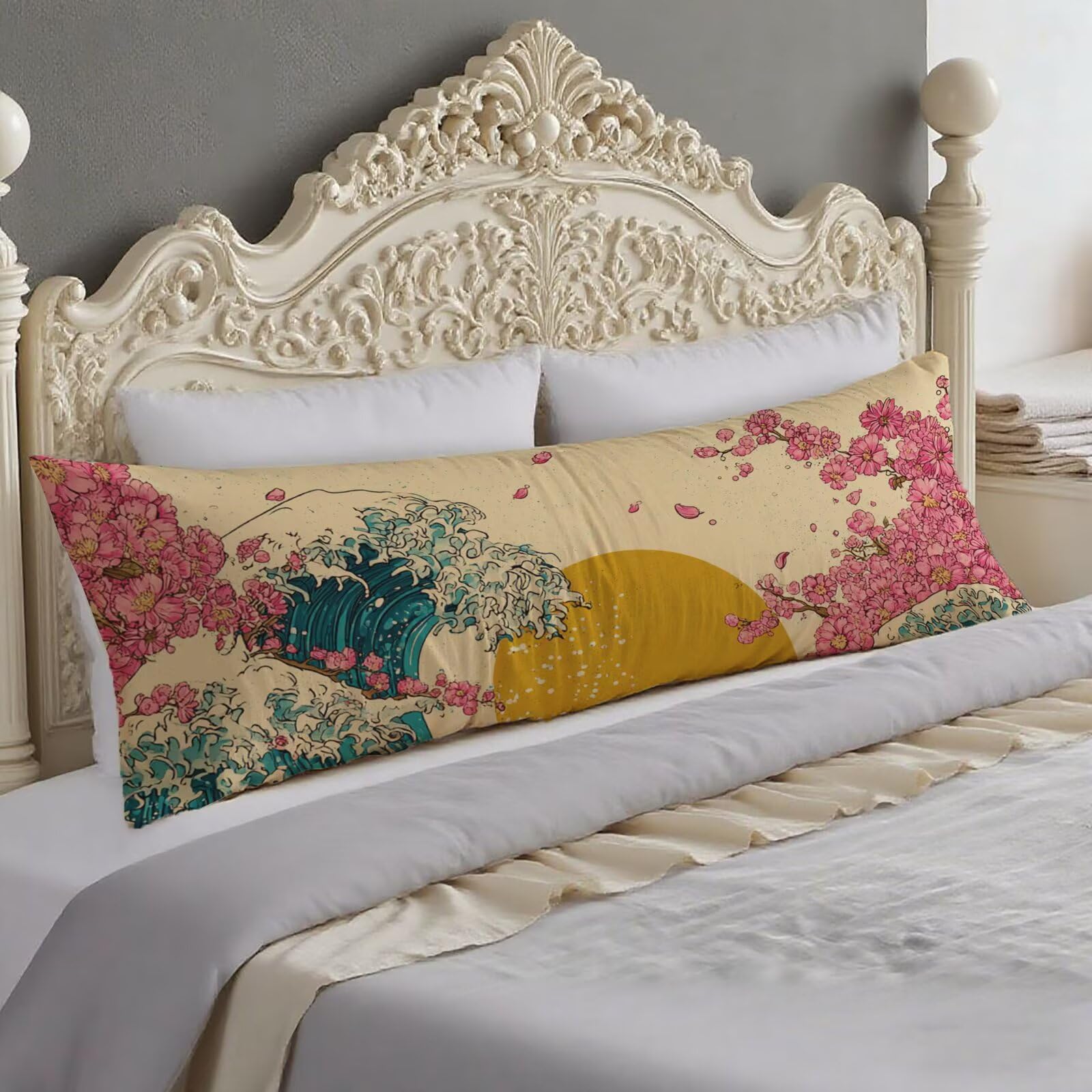 Taie de traversin 40x140 cm rose motif élégant pour sublimer votre canapé de salon cosy