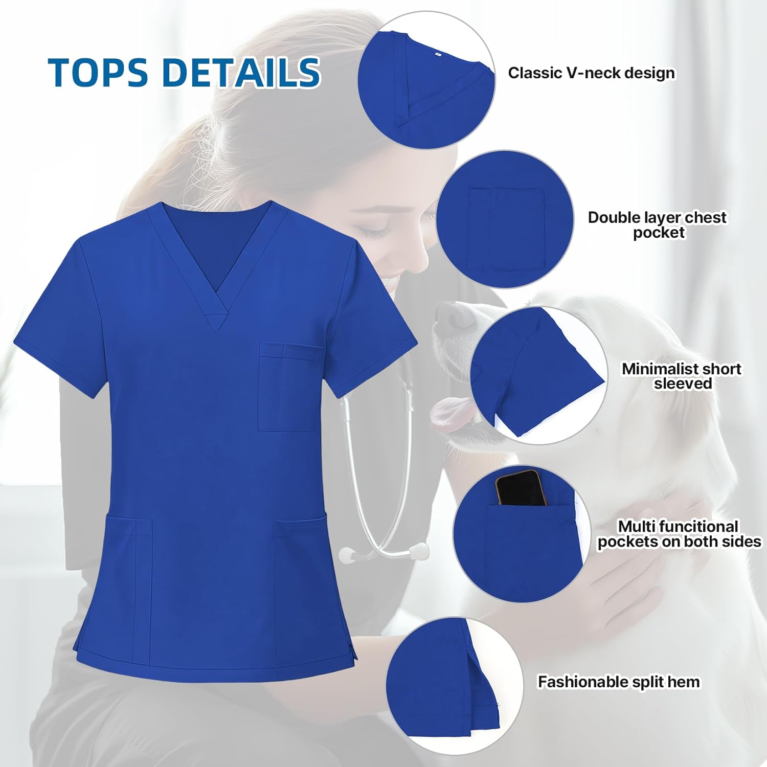 Scrubs Set for Women Nurse Uniform Jogger Suit Stretch V-Neck Scrub Top & Jogger Pant with Pockets for Nurse Workwear - Image 2