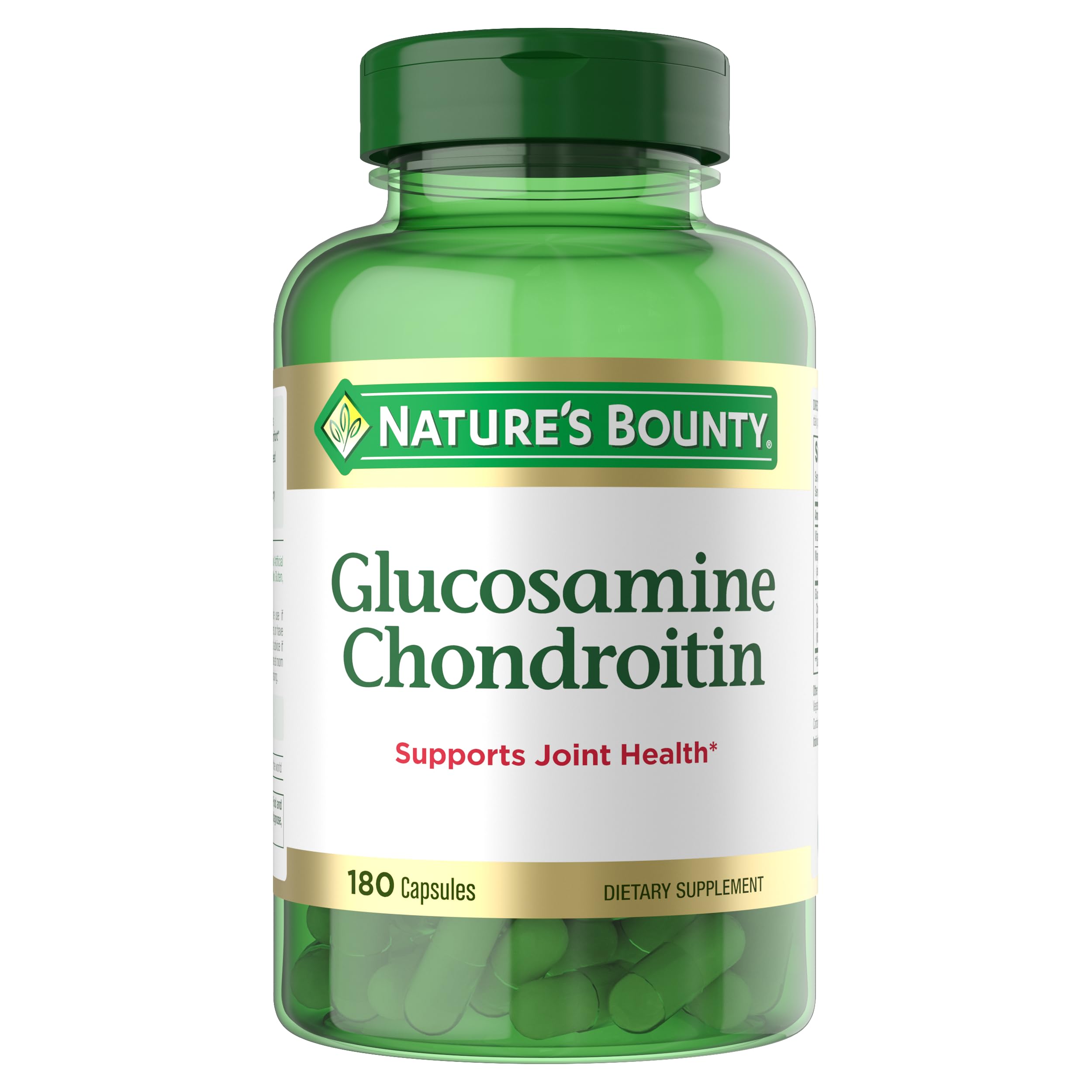 Nature's Bounty Glucosamine Chondroitin Pills & Dietary Supplement, 180 Ct Unflavored 180 Count (Pack of 1)