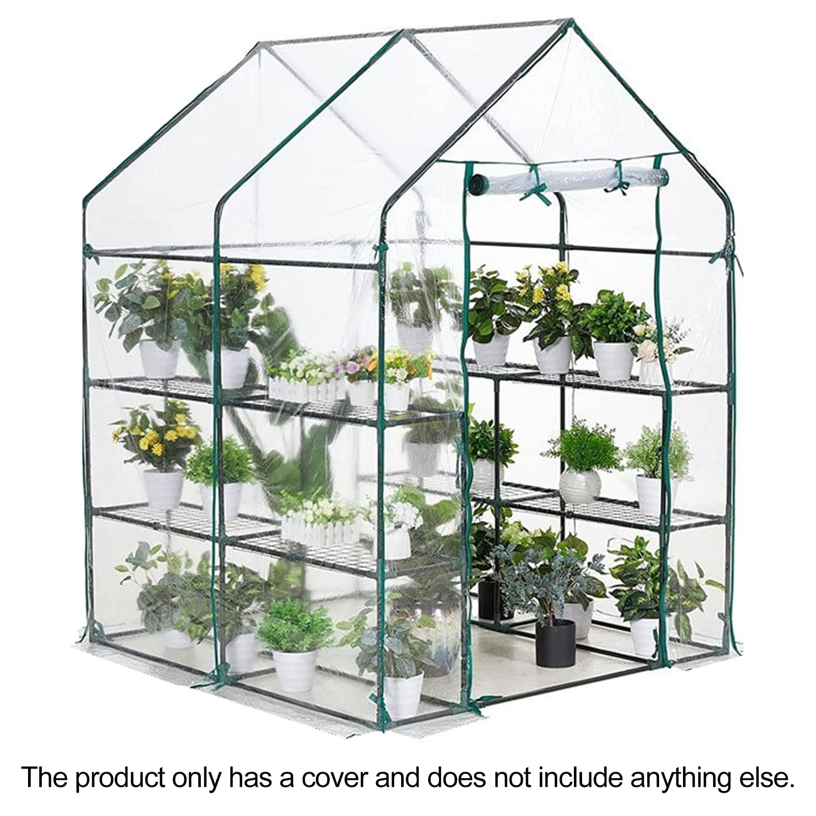 Lona para invernadero inodora, 143 x 143 x 195 cm, de PE impermeable de repuesto con puerta, aislamiento térmico, invernaderos transparentes verdes y claros resistentes a la lluvia