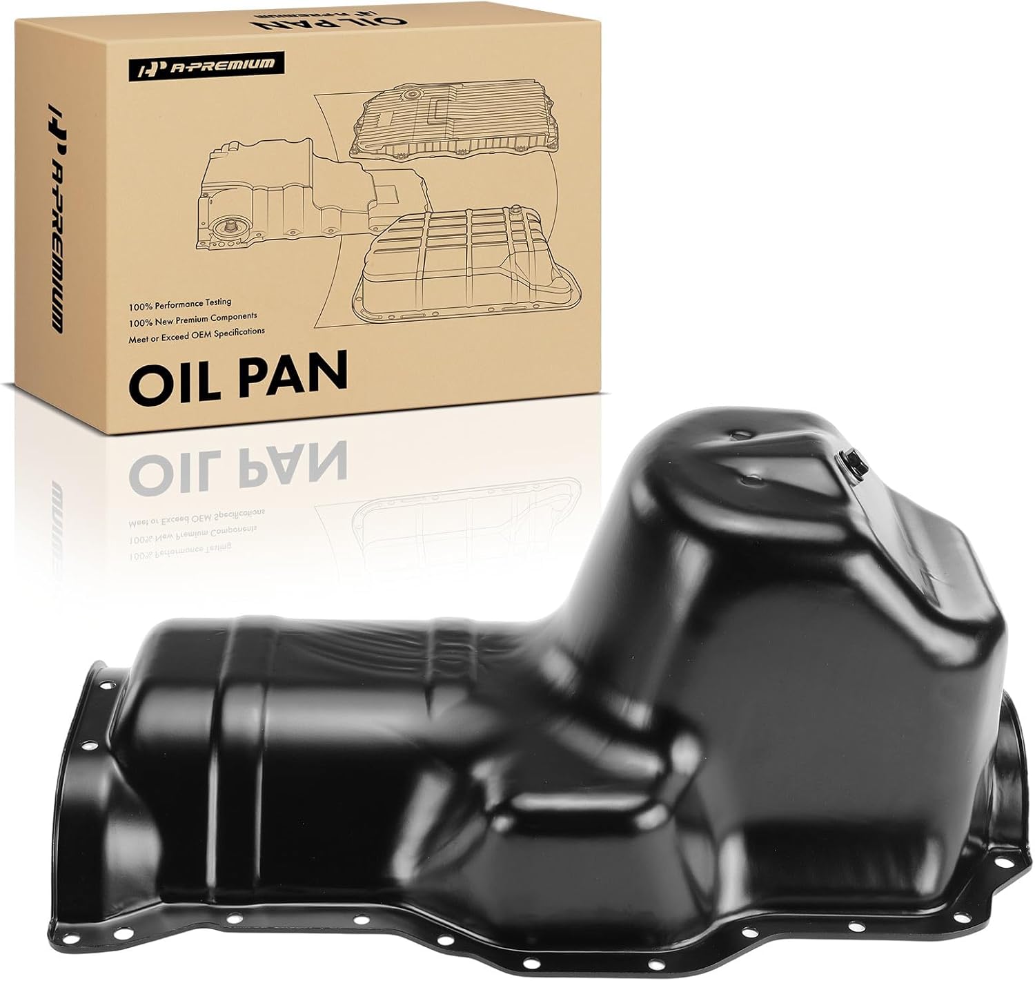 A-Premium Engine Oil Pan Sump with Drain Plug Compatible with Jeep Cherokee 1987-1995, Comanche 1987-1992, Wagoneer 1987, Wrangler 1987-1995, L4 2.5L