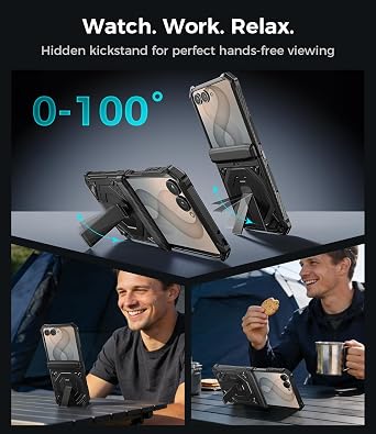 for Samsung Galaxy Z Flip 8 Case/Galaxy Z Flip 7 Case with Stand, Black