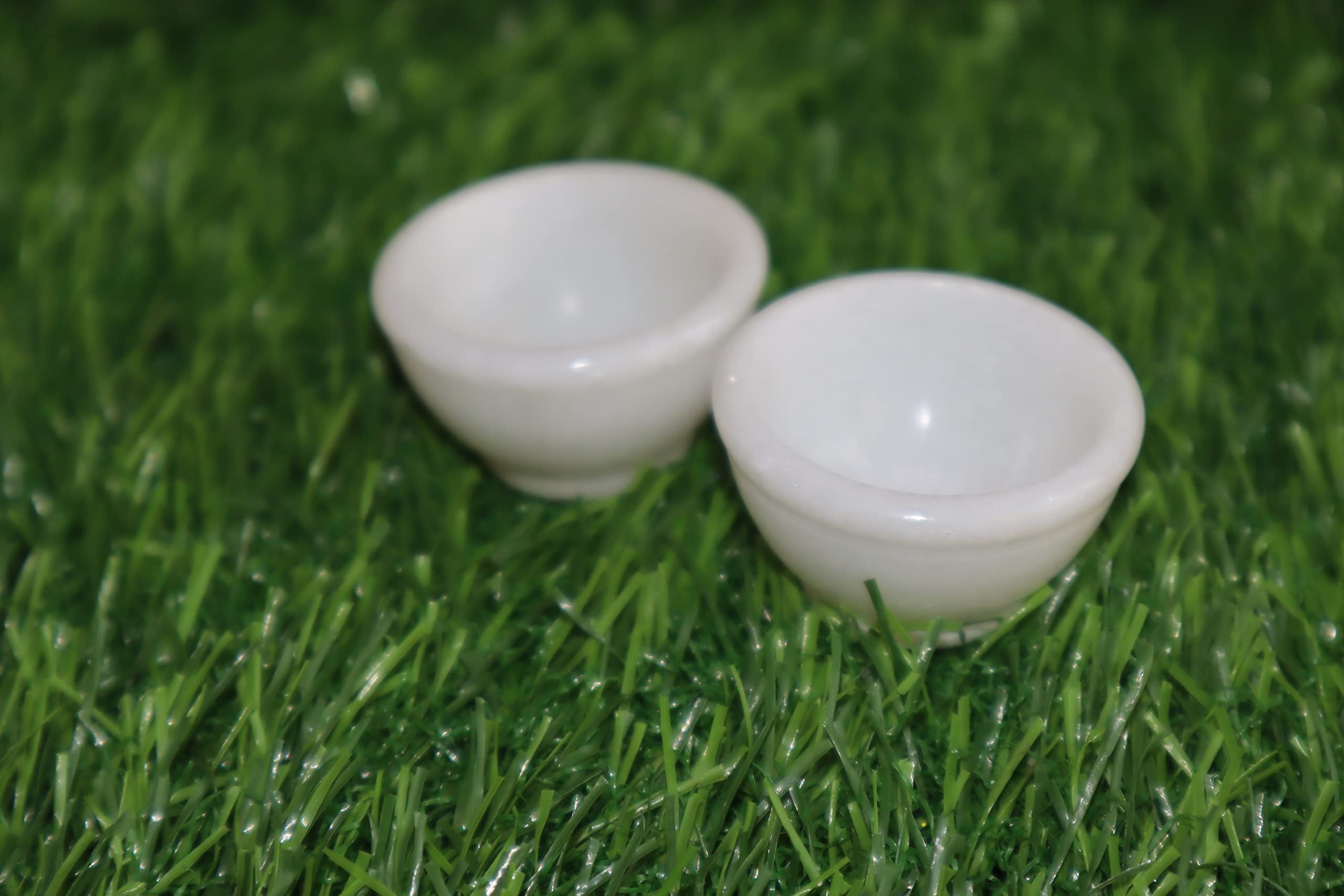 Salvus APP SOLUTIONS Marble White Small Bowl for Pooja (White, 1.5 Inch) - 2 Pc