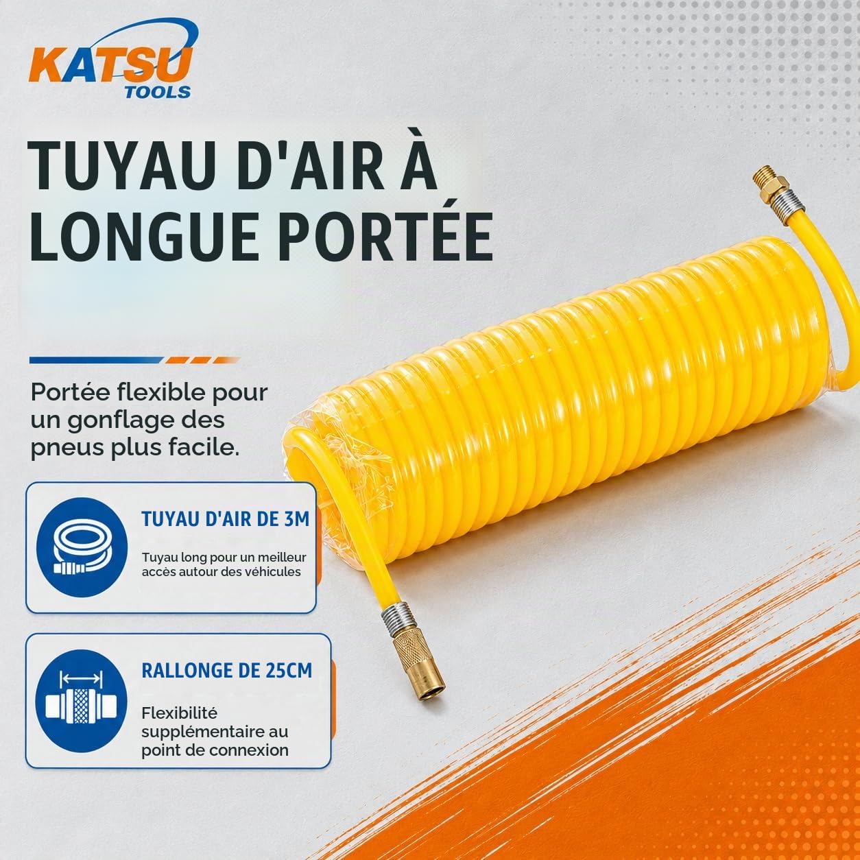 KATSU Gonfleur de Pneu de Voiture, 12V 30Amp Pompe à Pneu de Compresseur d'Air Portable Professionnel à Grand Volume 150PSI avec Double Cylindre pour Autocar Van Trucks Gonflables 451717