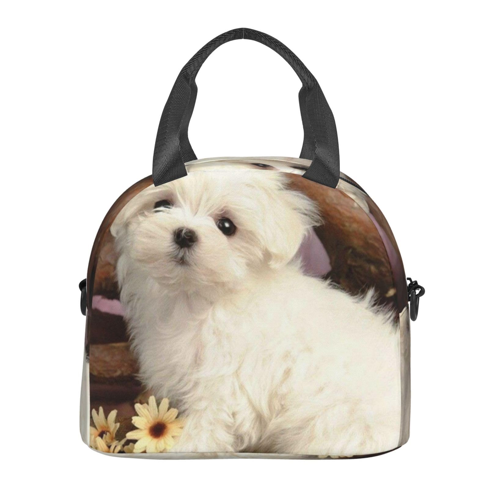White Bull Terrier Borsa Donna Con Stampa Cane + Borsa Termica Lunch – Set In Tessuto Oxford 900D