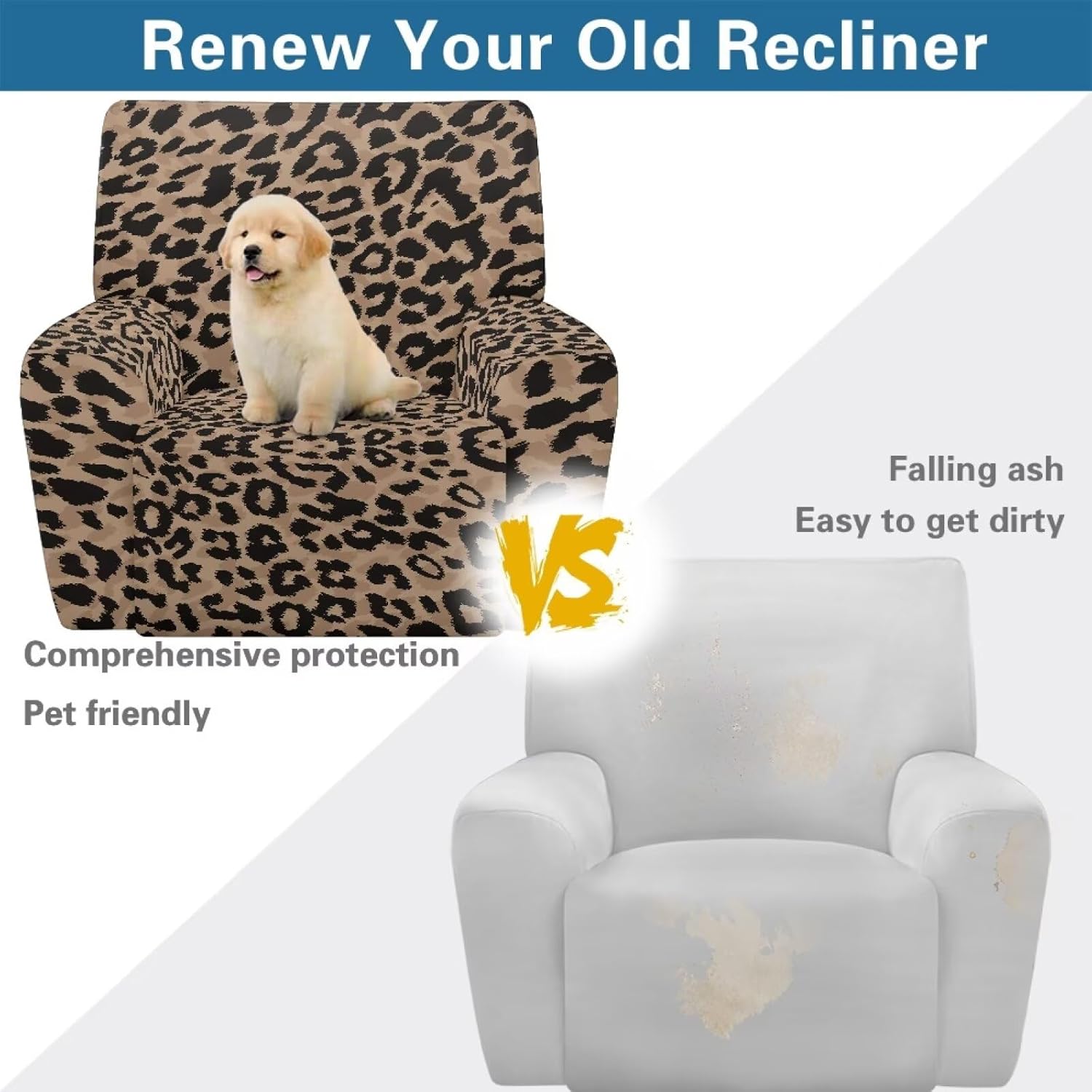 Lazy Boy Recliner Chair Covers That Stay in Place Recliner Covers 4 Pieces Brown Covers for Electric Power Lift Reclining Chair Single-Seater Furniture Protector Washable Animal Print