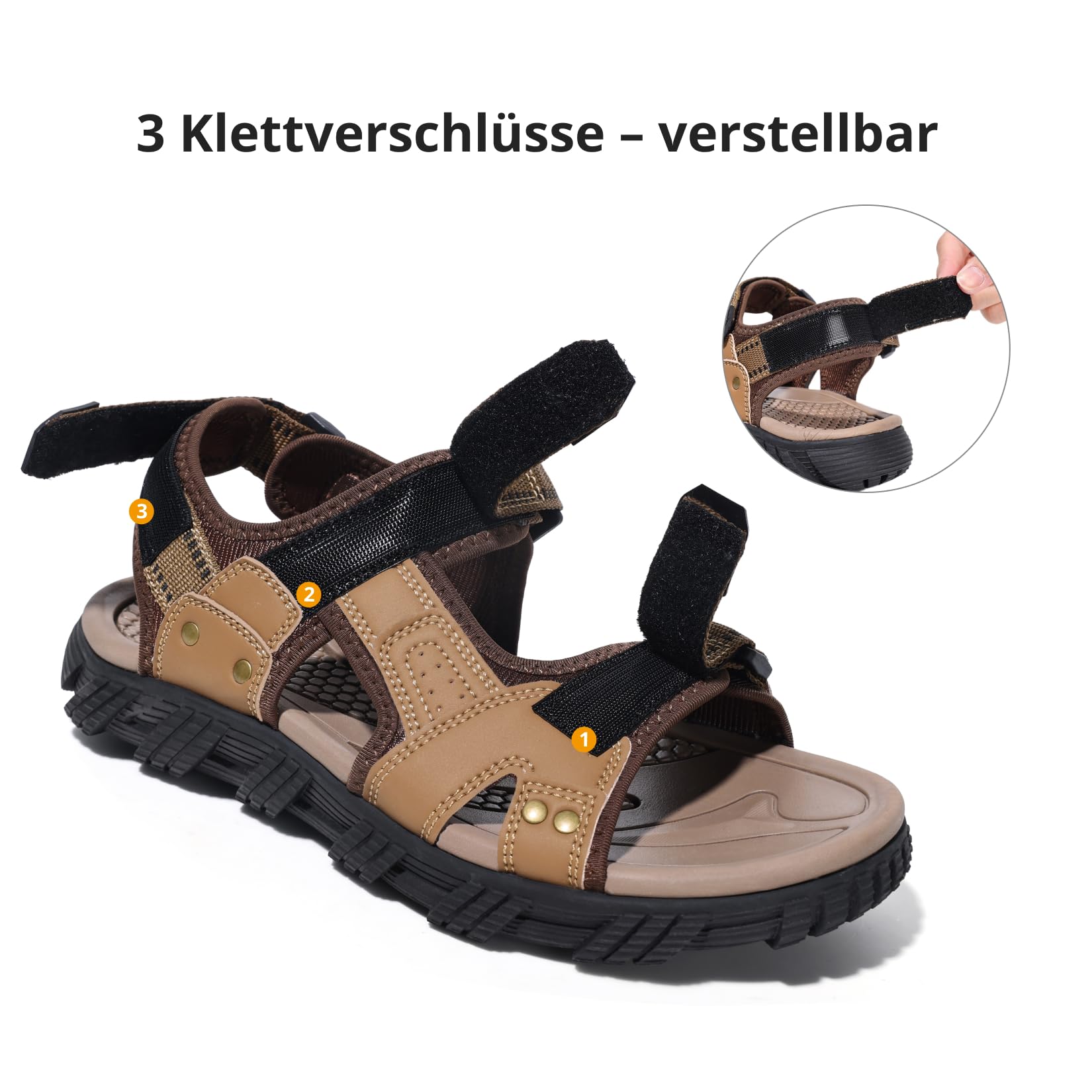 OutPro Sandalias de senderismo para hombre Sandalias deportivas impermeables cómodas sandalias de cuero sandalias ajustables al aire libre