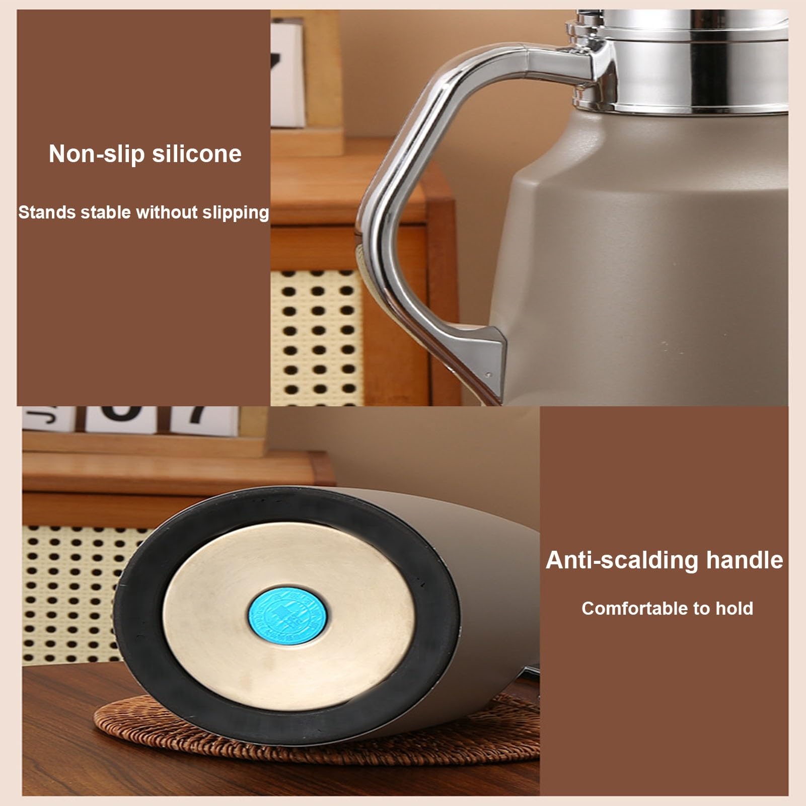 Kaffeekaraffe zum Warmhalten, vakuumisolierte doppelschichtige 304 Edelstahl-Thermo-Kaffeekaraffen, isolierte Kaffeekanne mit großem Fassungsvermögen, für den Gebrauch zu Hause und im Büro(Yellow,1.5L