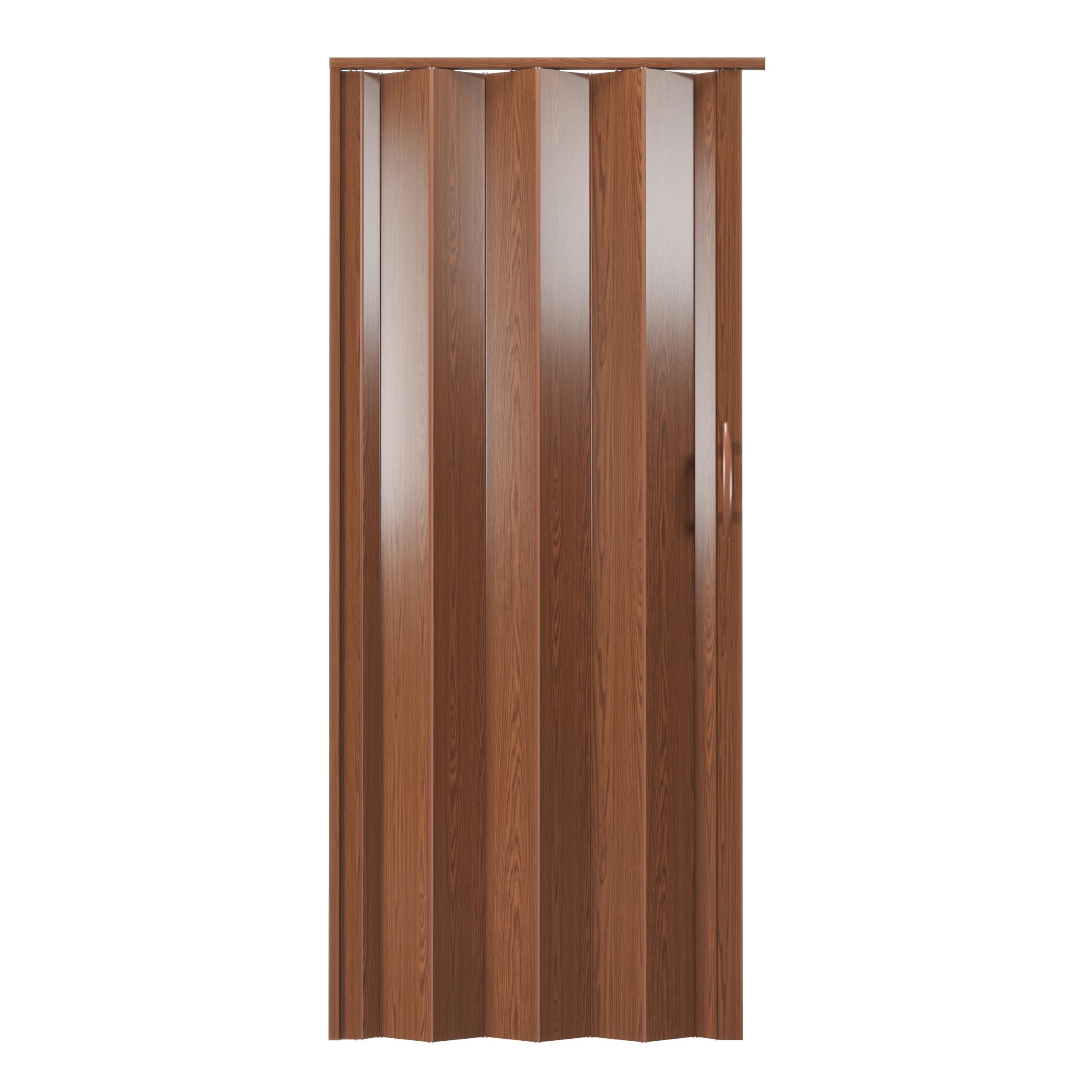 48" W Premium Foldable Accordion Doors, Double Walled Heavy Duty Folding Doors for Interior, Privacy Room Divider, Walnut