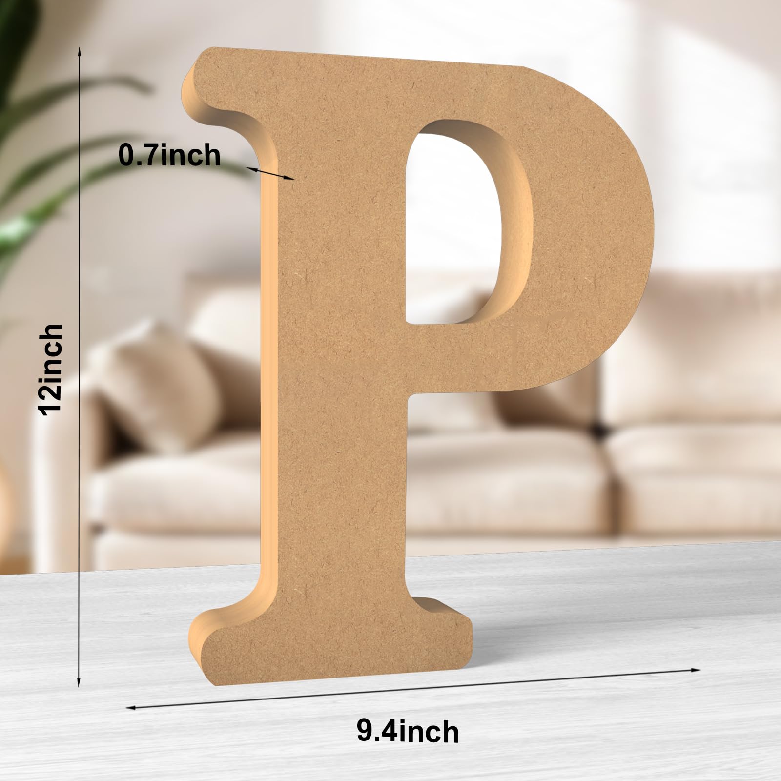 Aruatu 12 Inch Balsa Wooden Letters Unfinished Wood Letter for Wall Decor Decorative Standing Letters for wall Decoration for Craft Home Party Projects (P) - Image 2