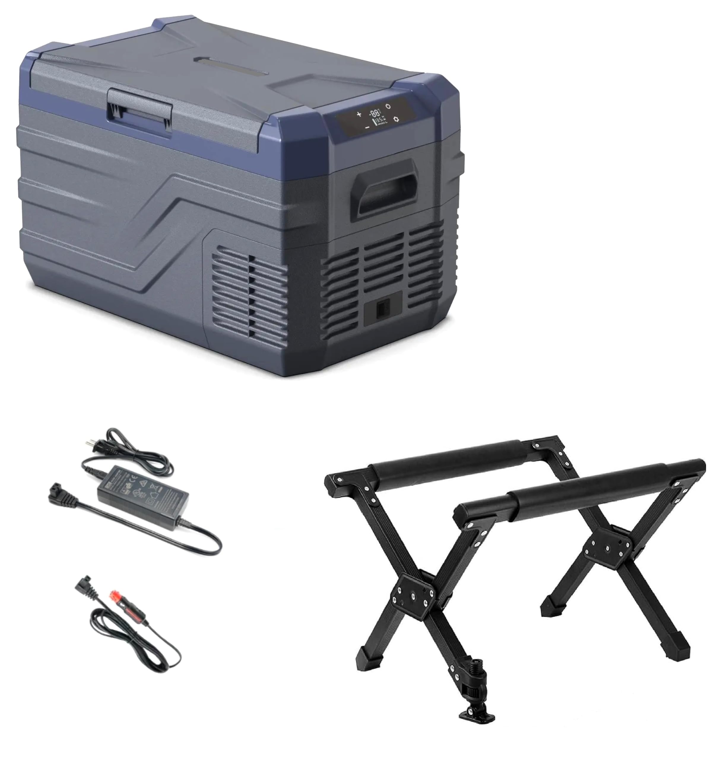 Przenośna lodówka elektryczna 30 l, 12 V, 24 V, 220 V, składany aluminiowy uchwyt do lodówki ze sprężarką do samochodu kempingowego
