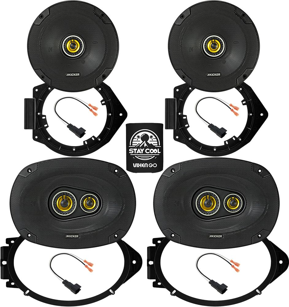 Kicker Speakers 6X9 & 6.5 inch for Chevrolet Silverado 1500/1500LD(Crew Cab)2014-2024 Upgrade Kit - 2 Pairs of CS Series with Adapters and Harness, Car Audio Front & Rear Door Speaker CSC6934 & CSC654