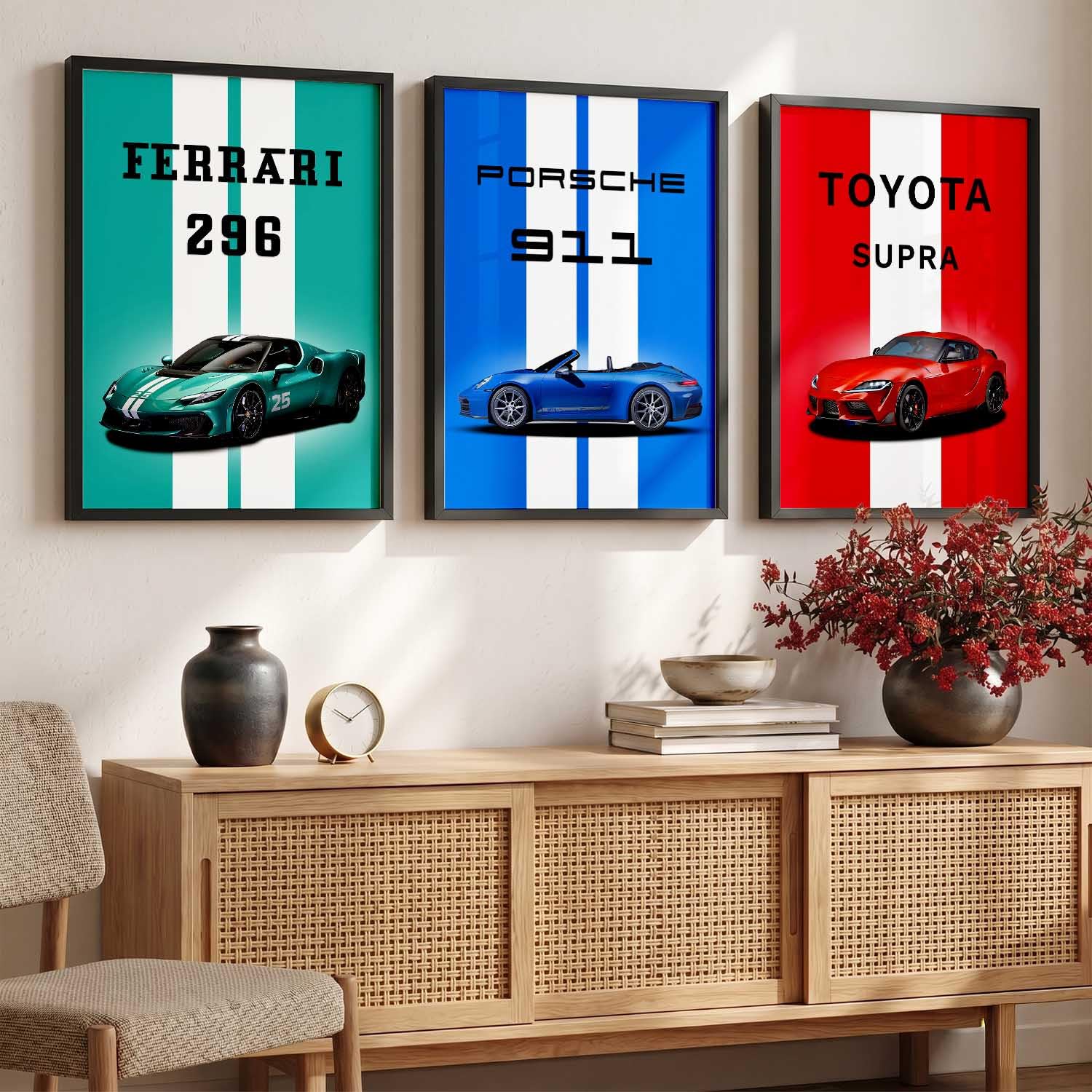 Porsche Car Posters - Set of 3 Framed Wall Art -13 Porsche Car Posters - Set of 3 Framed Wall Art -13